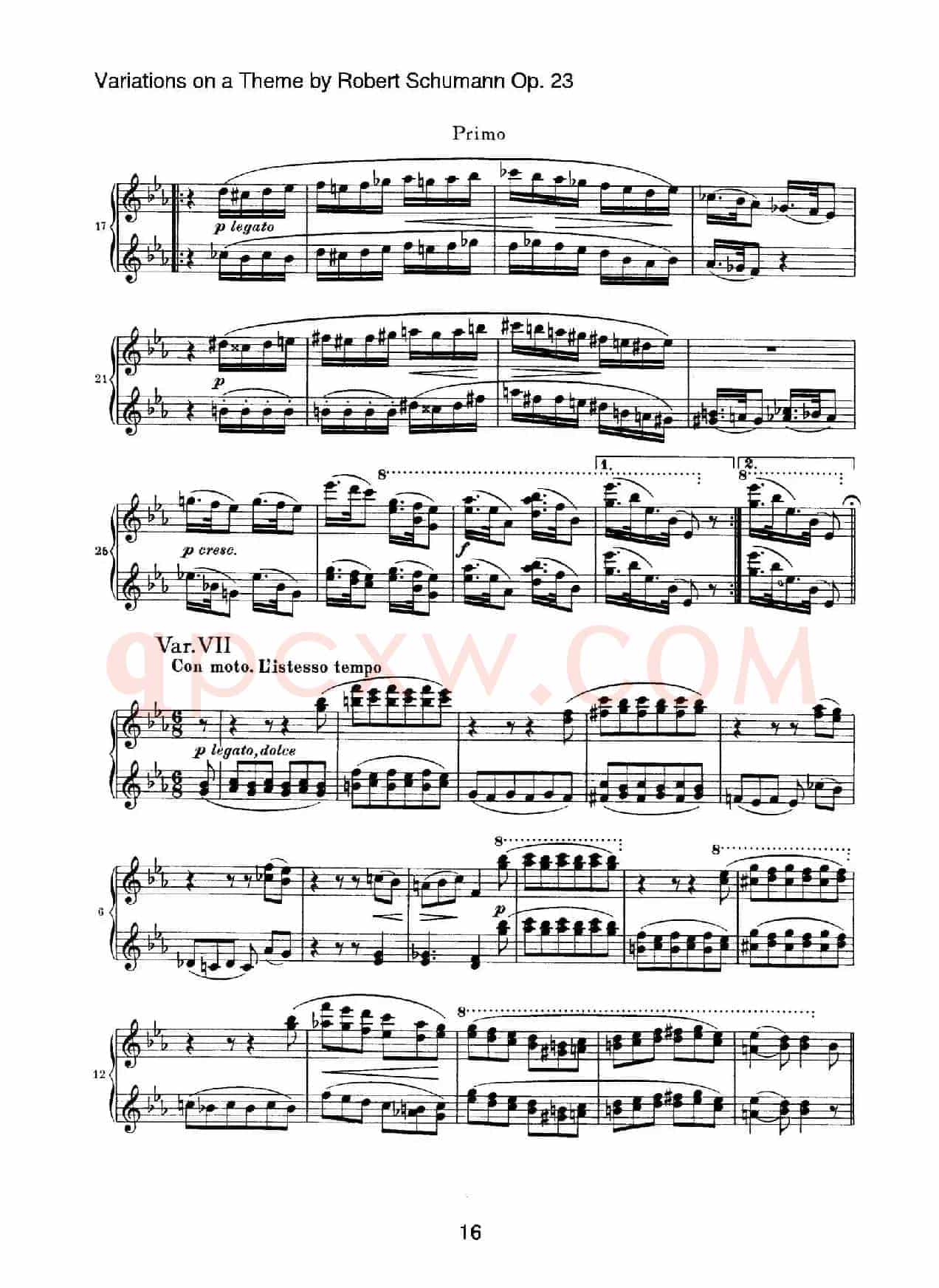 Variations on a Theme by Robert Schumann Op.23(舒曼主题变奏曲)(四手联弹)