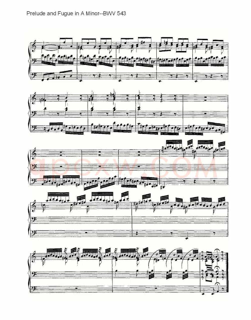 Prelude and Fugue in A Minor--BWV 543 （管风琴谱）