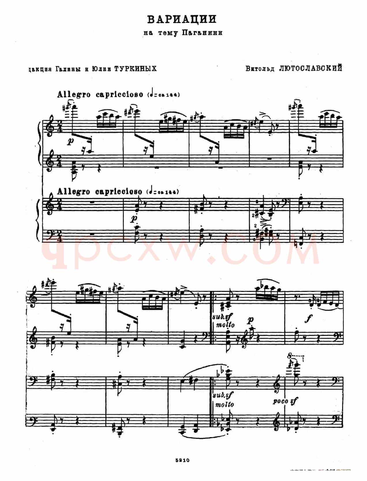 Variation on a Theme by Paganini(帕格尼尼主题变奏曲·双钢琴)