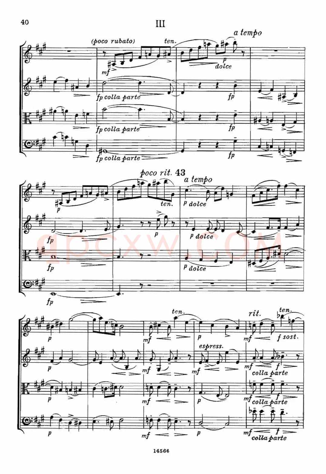 QUARTET Op.83(第三部分)(弦乐四重奏)