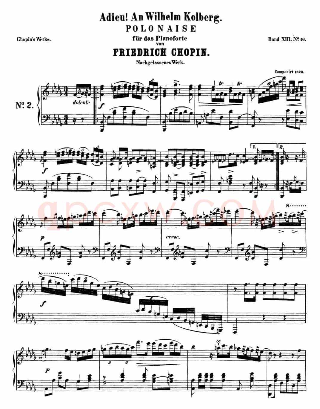 肖邦 波兰舞曲 Op.posth.P.1 No.5 降B大调