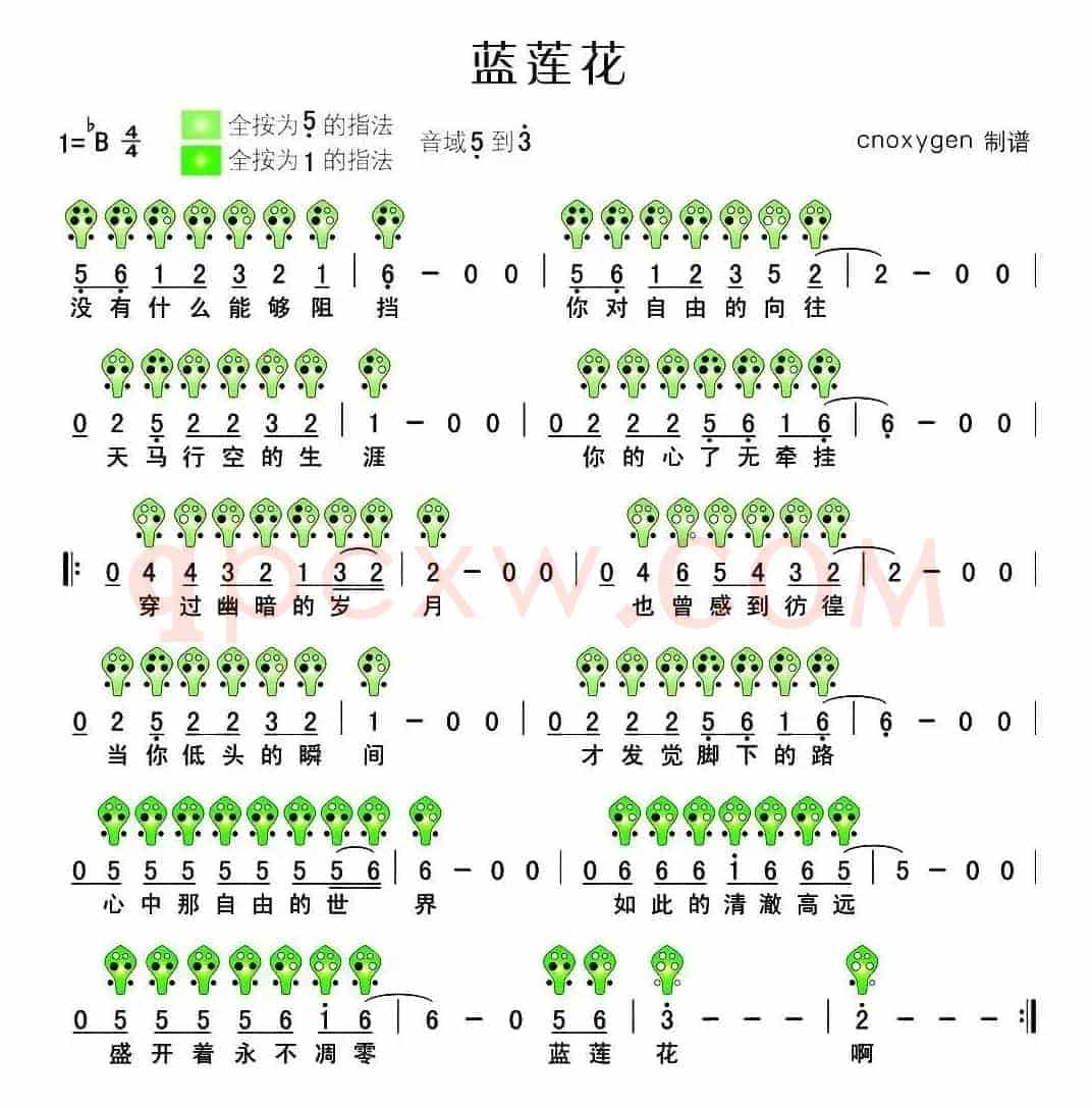 蓝莲花（六孔陶笛谱）
