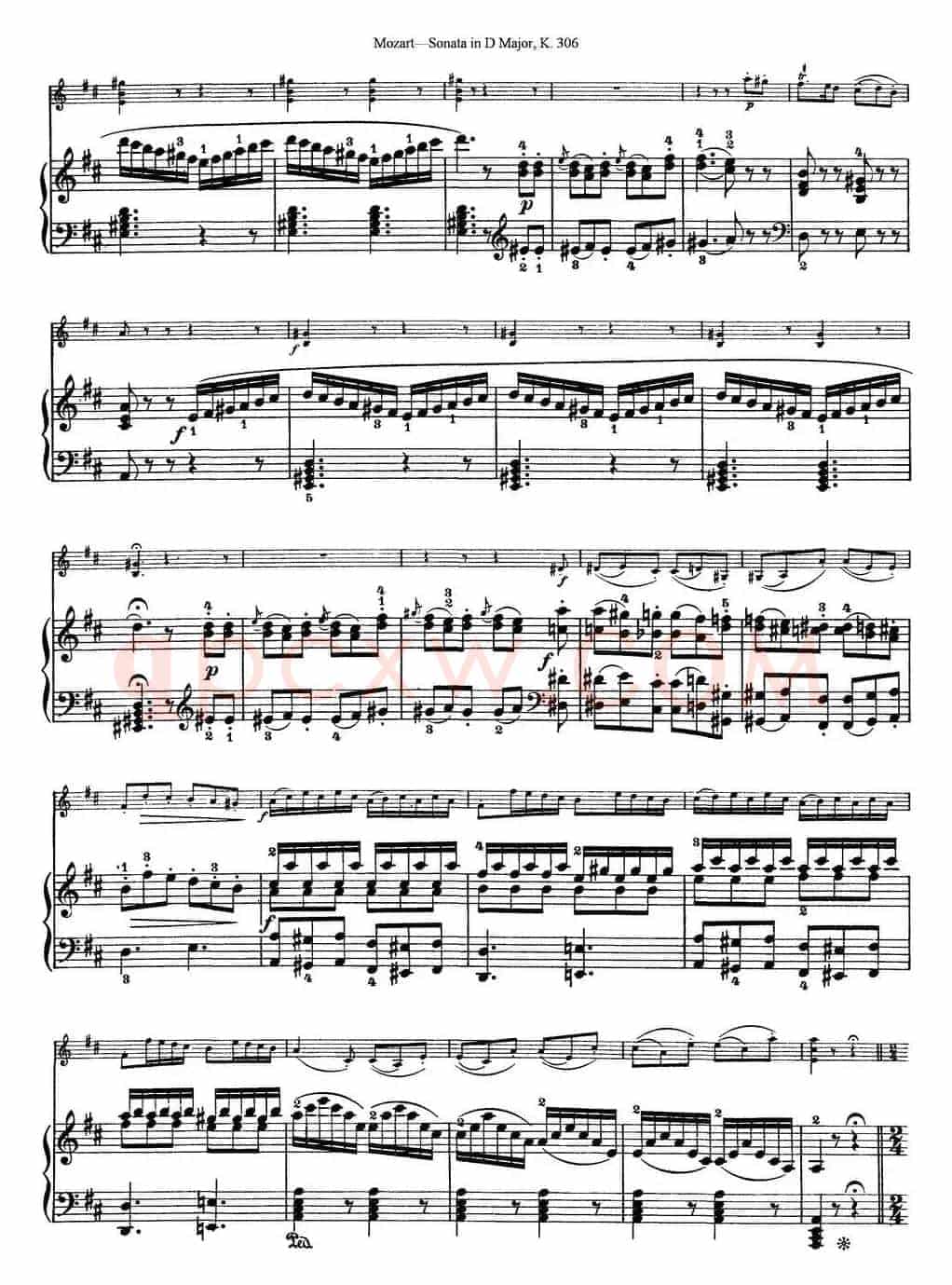 Violin Sonata in D Major K.306（小提琴+钢琴伴奏）