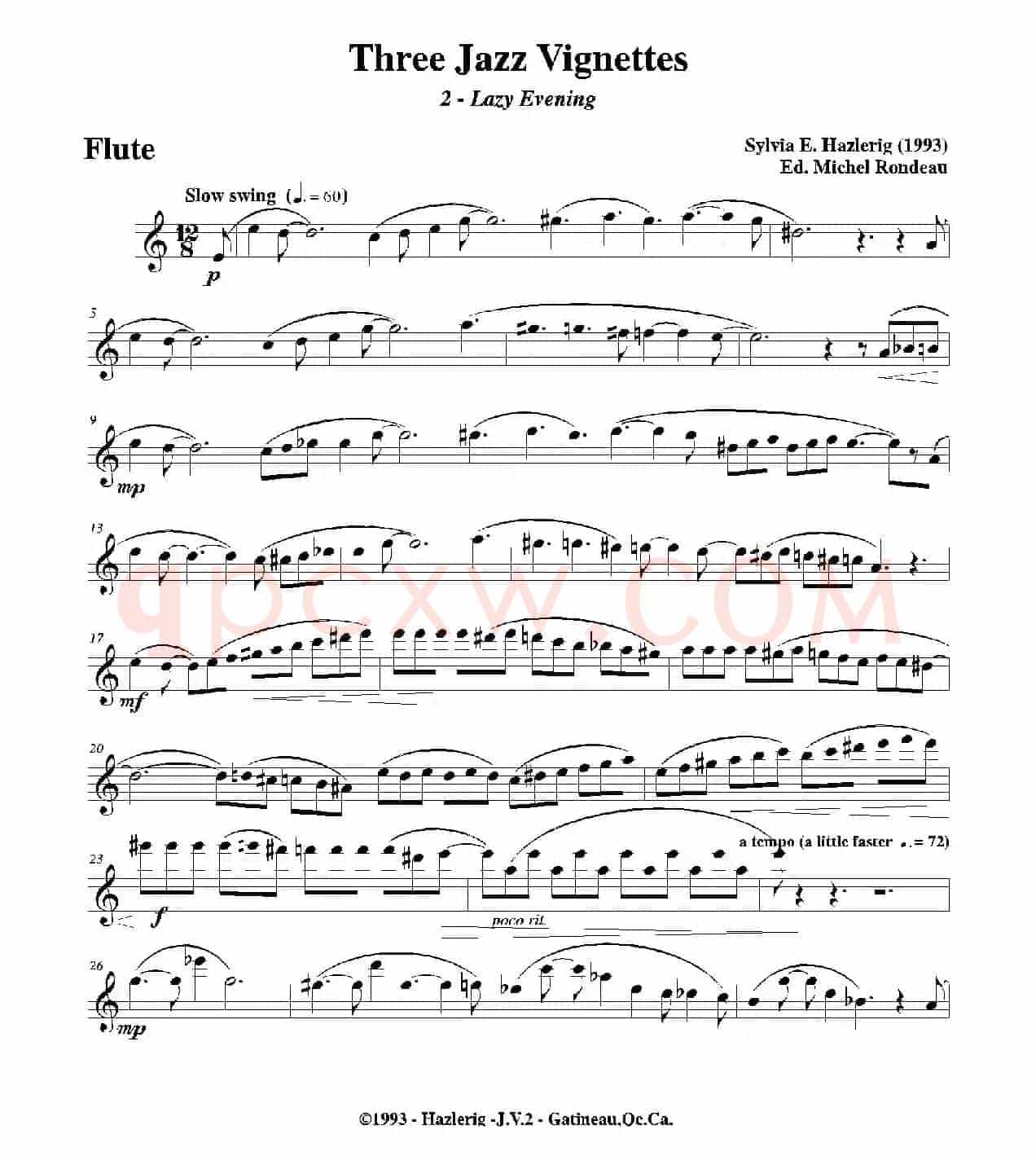 Three jazz vignettes（第二乐章）（三重奏长笛分谱）