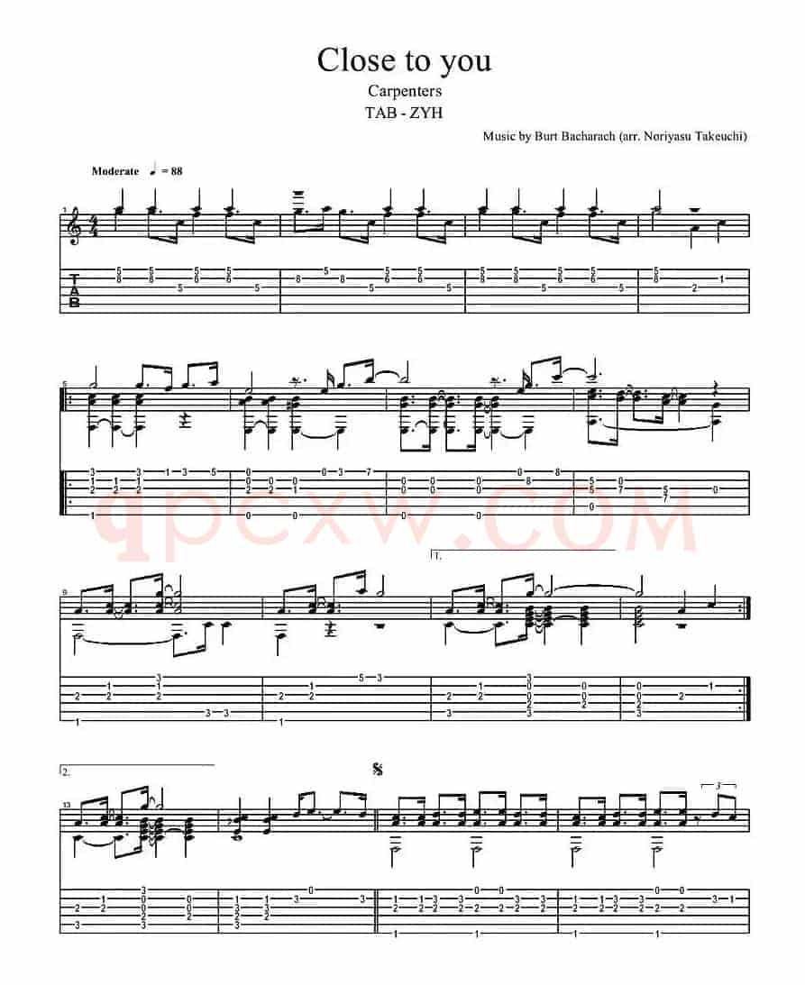 Close to you -Carpenters（指弹谱）