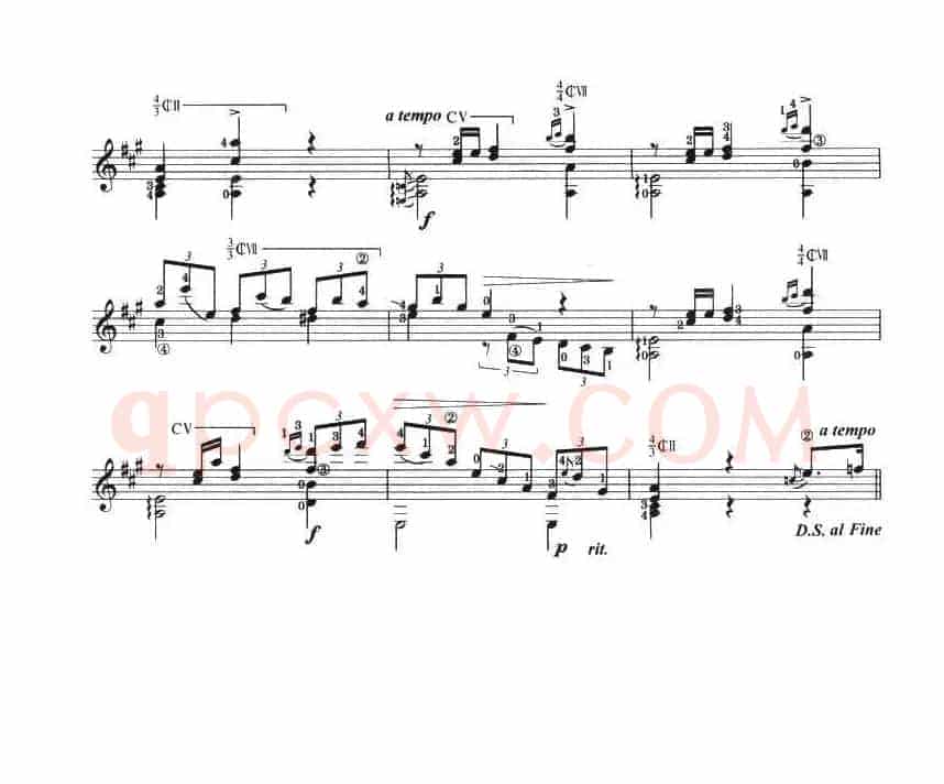 古典吉他考级七级外国乐曲C组（3、玛丽埃塔）