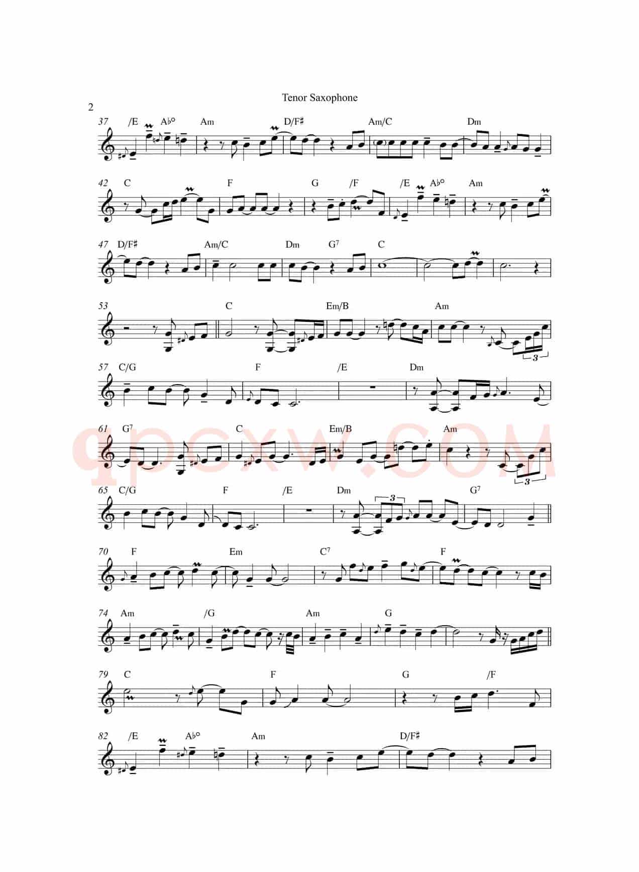 Nothing‘s Gonna Change My Love Fou Your（次中音萨克斯）