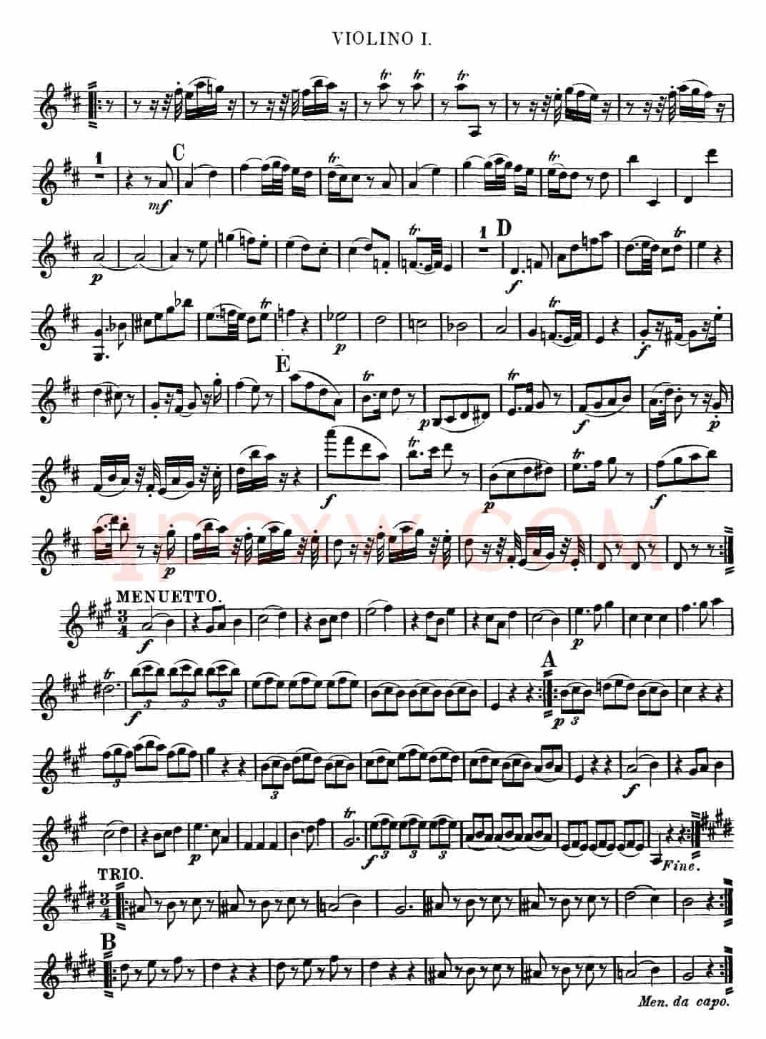 Mozart《Quartet No.9 in A Major,K.169》（Violin 1分谱）