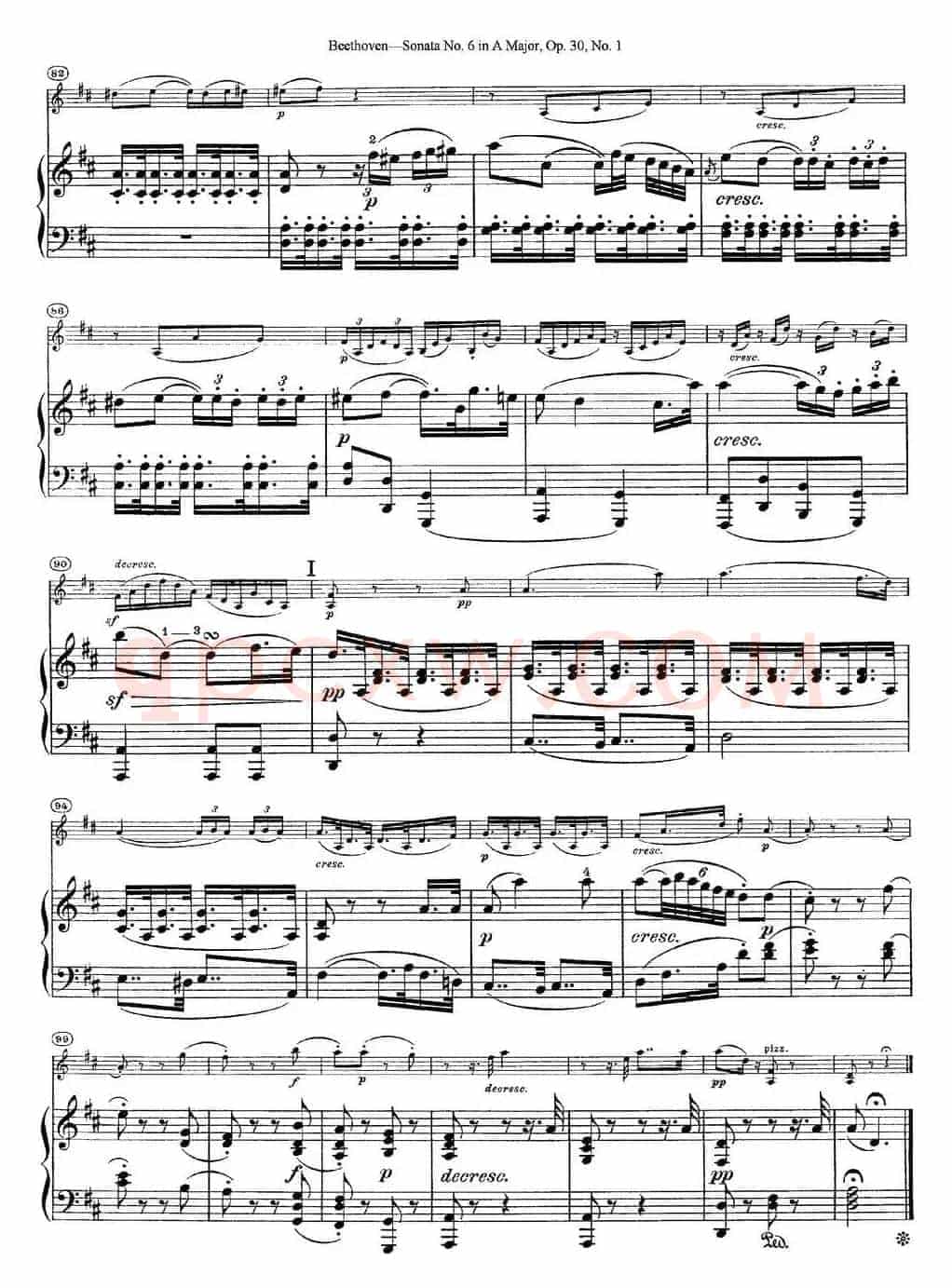 Violin Sonata No.6 in A Major Op.30 No.1（小提琴+钢琴伴奏）