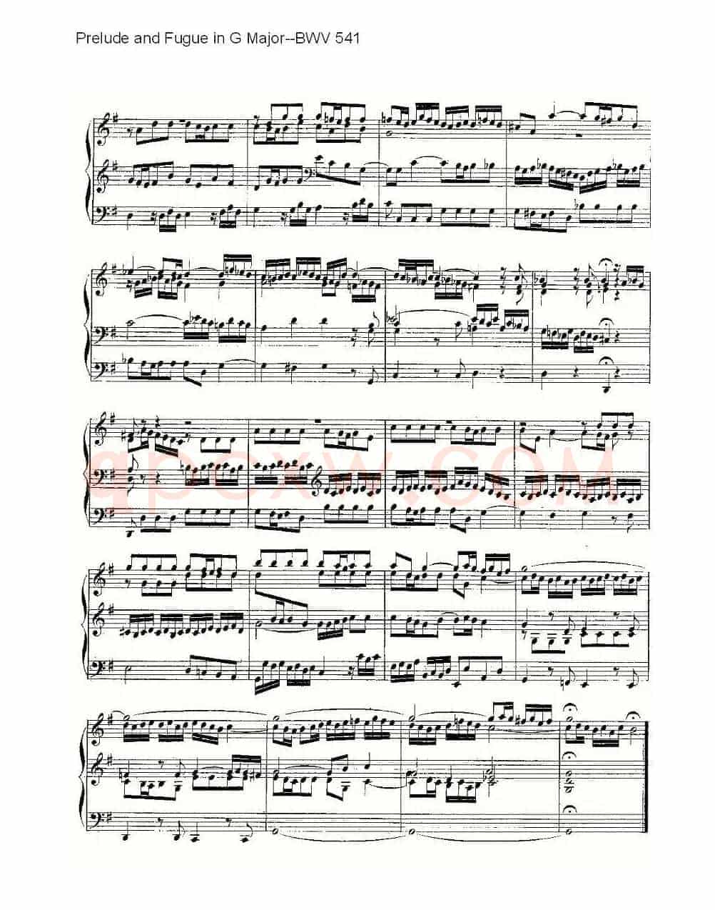 Prelude and Fugue in G Major--BWV 541 (管风琴谱)