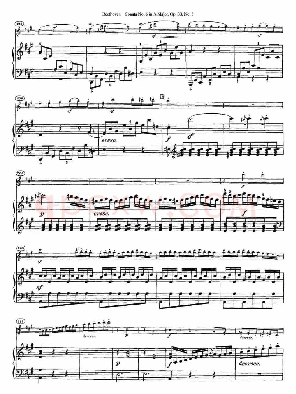 Violin Sonata No.6 in A Major Op.30 No.1（小提琴+钢琴伴奏）