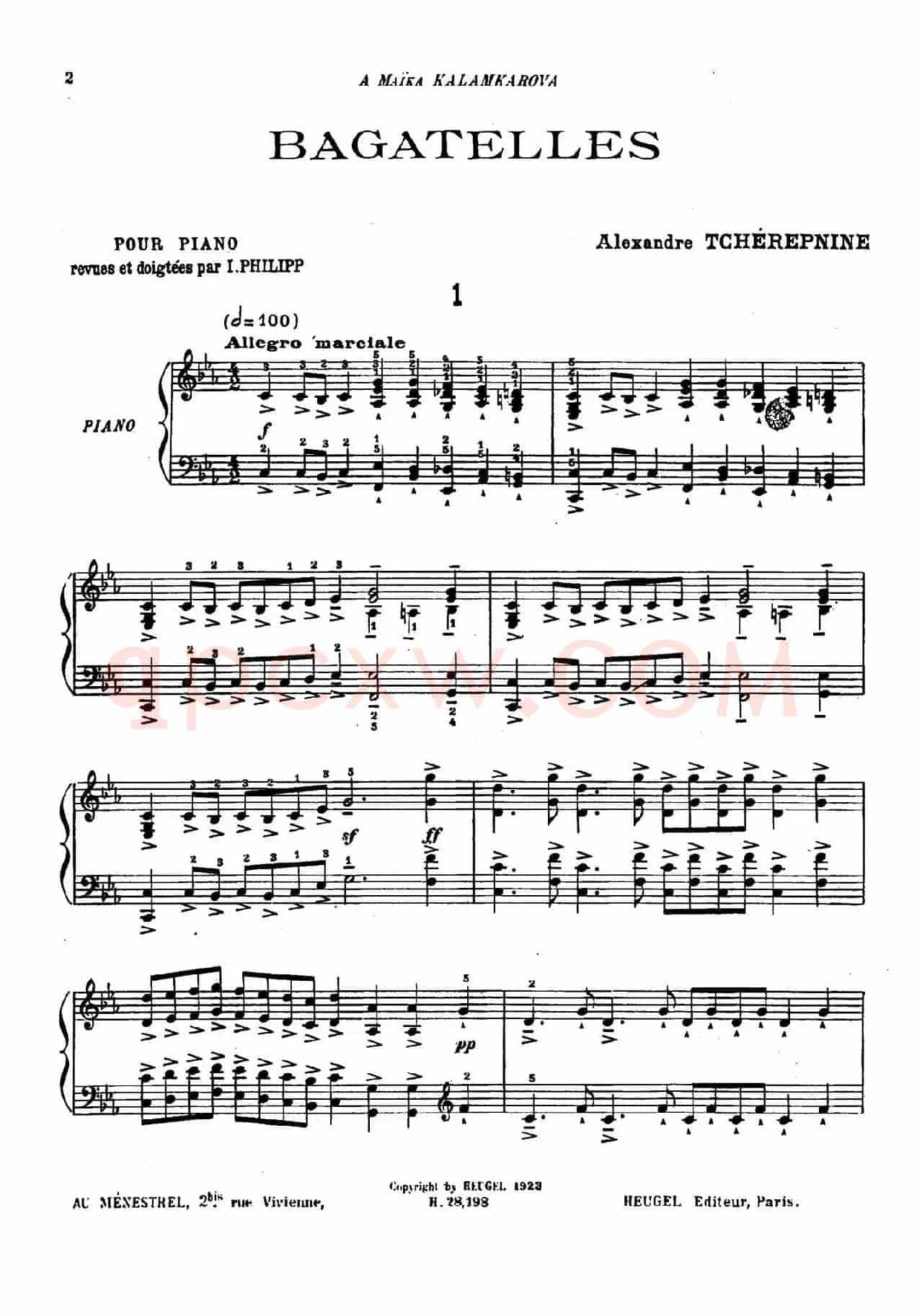 Tcherepnin - 10 Bagatelles Op.5(齐尔品-10首小品·1)