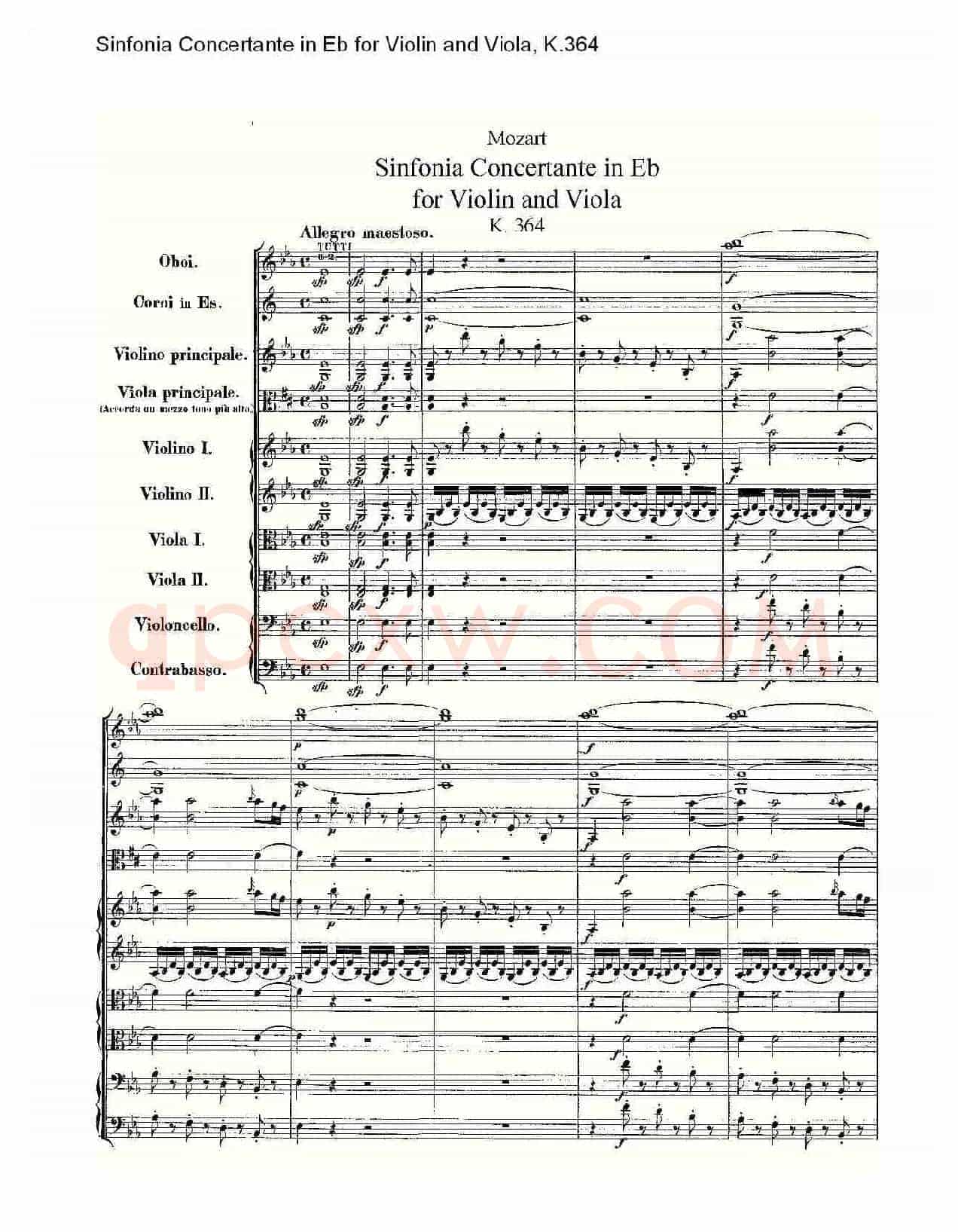 Eb调小提琴与中提琴炫技序曲, K.364(一)