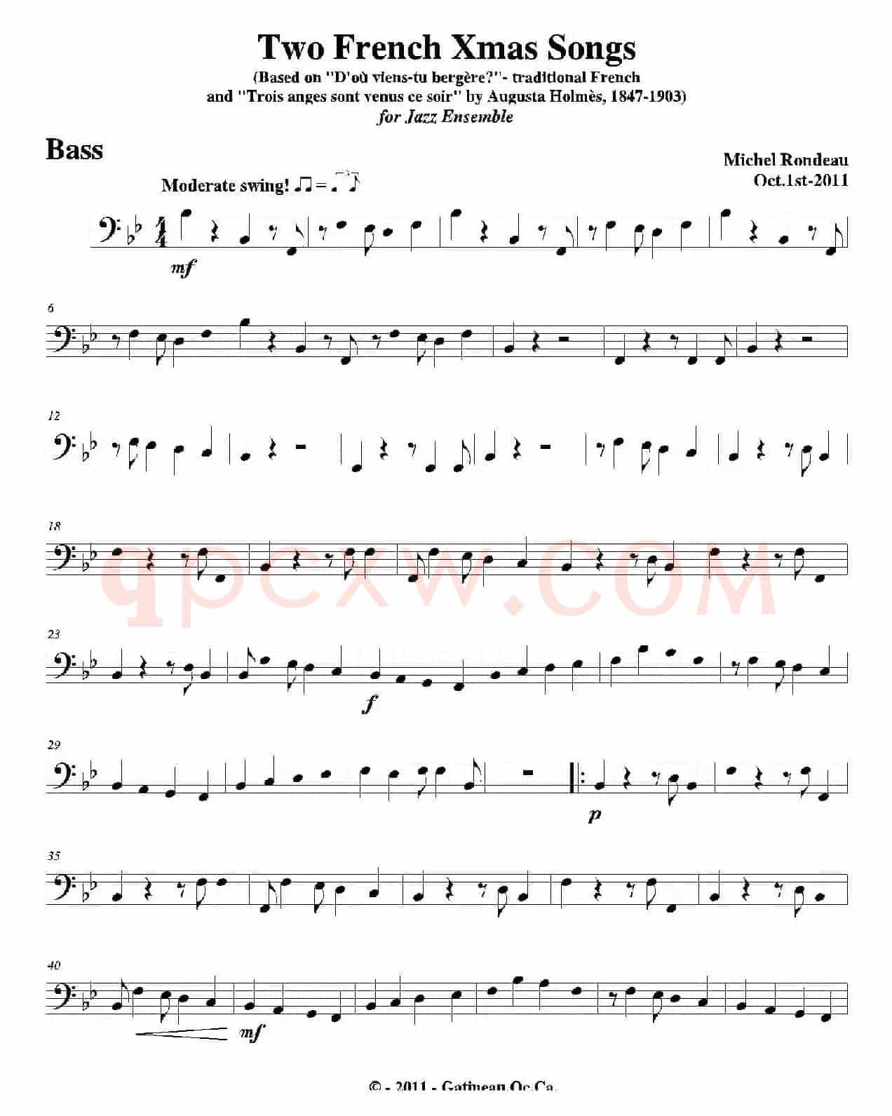 Two French Xmas Songs（贝司分谱）