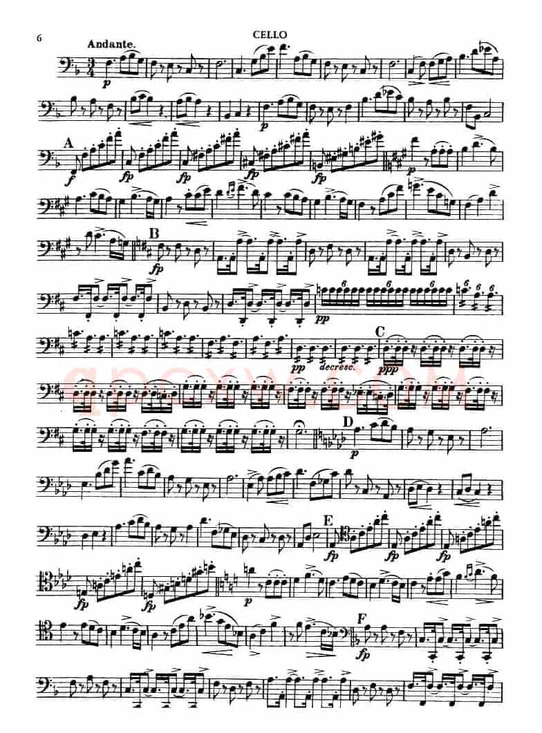 TROUT QUINTET（鳟鱼五重奏）（第一大提琴分谱）