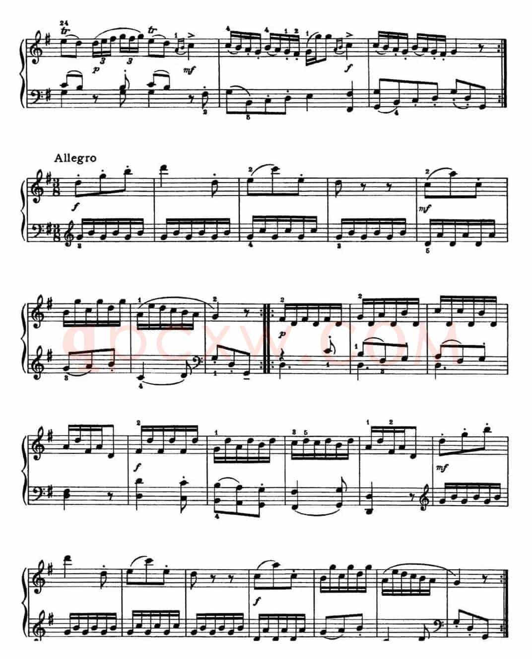 海顿 钢琴奏鸣曲 Hob XVI 8 Divertimento G major