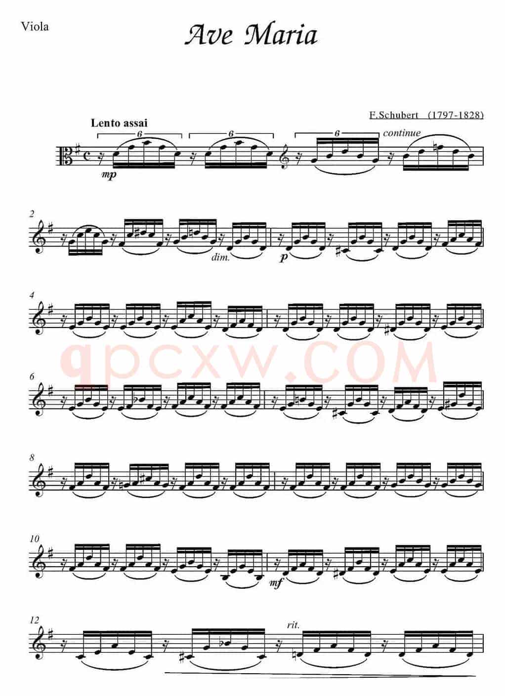 Ave Maria（中提琴分谱、E.Schubert作曲版）