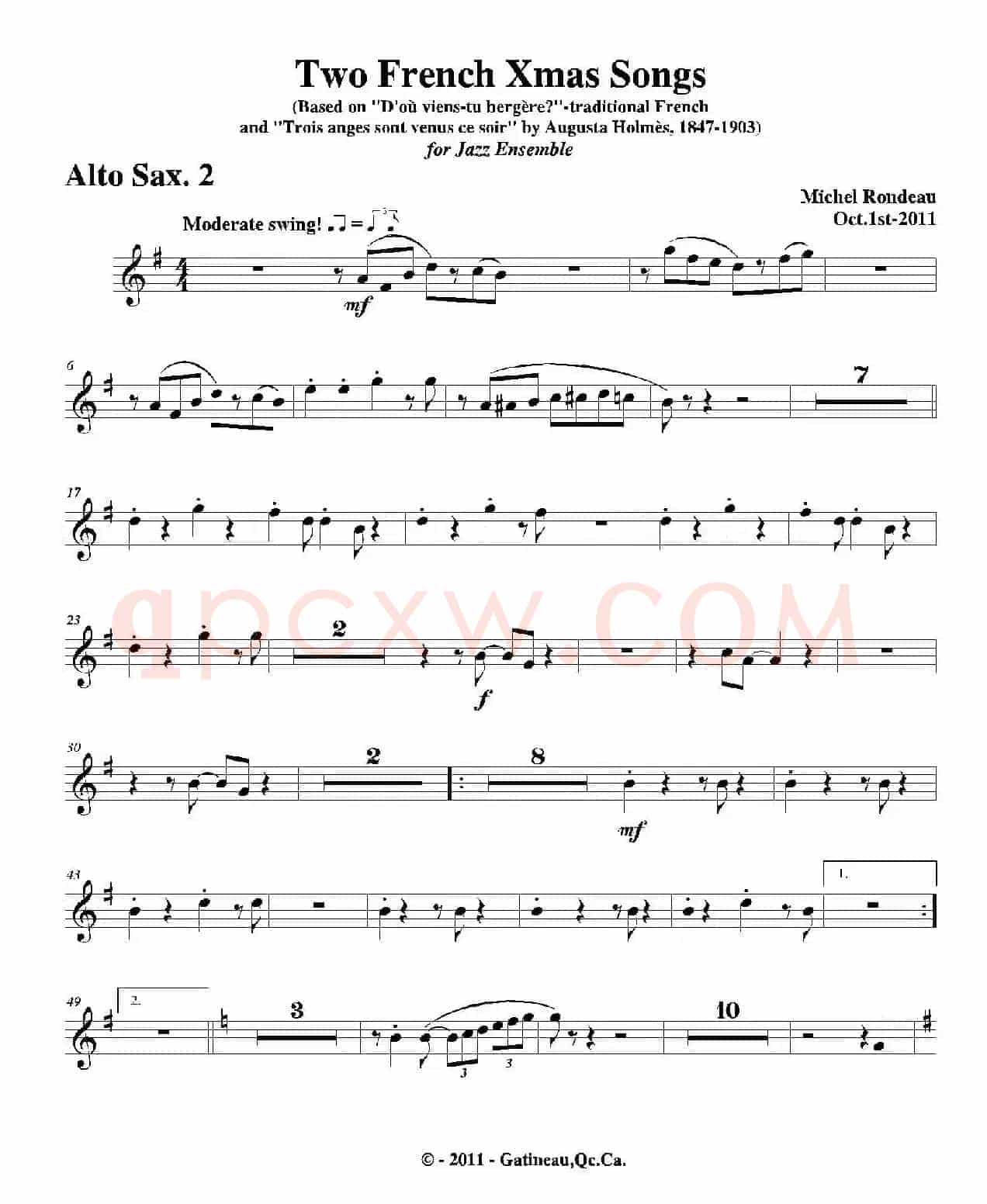 Two French Xmas Songs（第二中音萨克斯分谱）