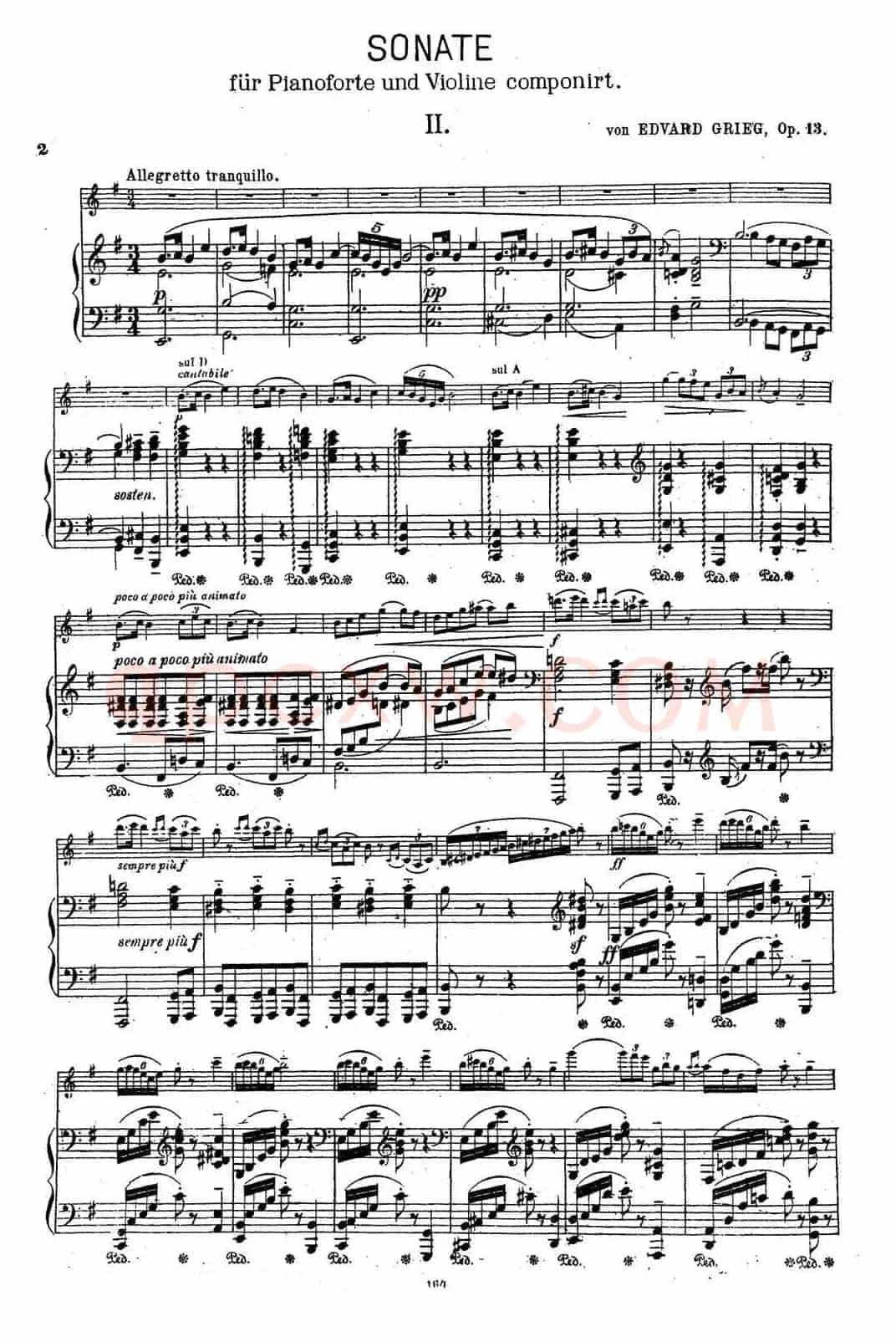 VIOLIN SONATA No.2 in G major（G大调第二小提琴奏鸣曲）（Ⅱ）（小提琴+钢琴伴奏）