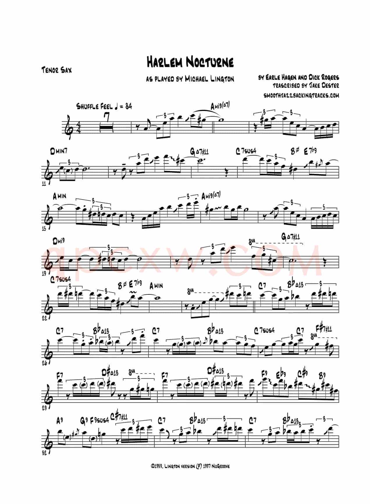 Harlem Nocturne（次中音萨克斯）