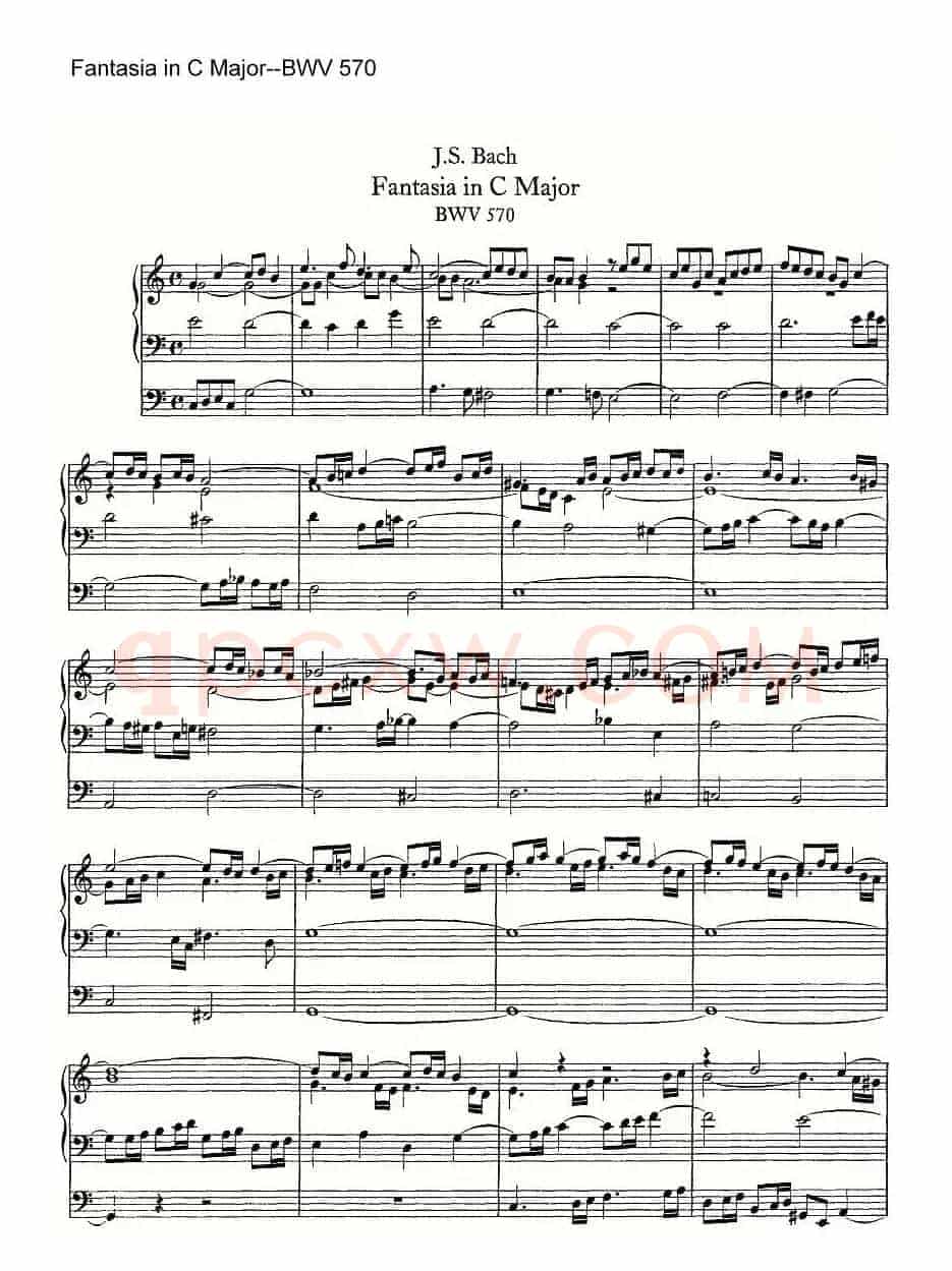 Fantasia in C Major--BWV 570（管风琴谱）