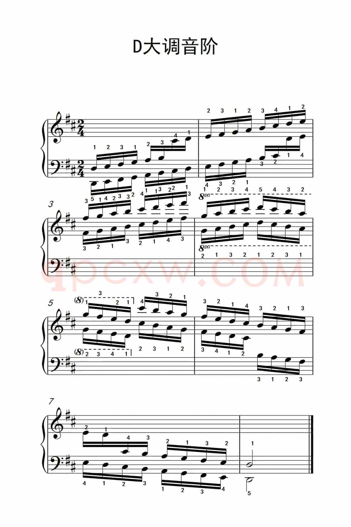 第六级 5.D大调音阶（中央音乐学院 钢琴（业余）考级教程 4-6级）