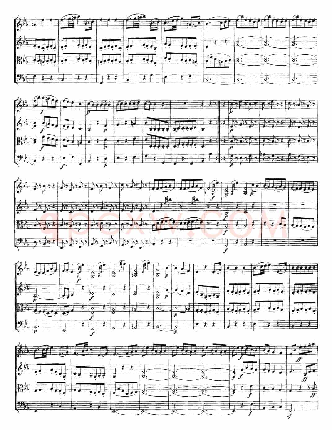 Mozart《Quartet No.16 in Eb Major,K.428》（总谱）