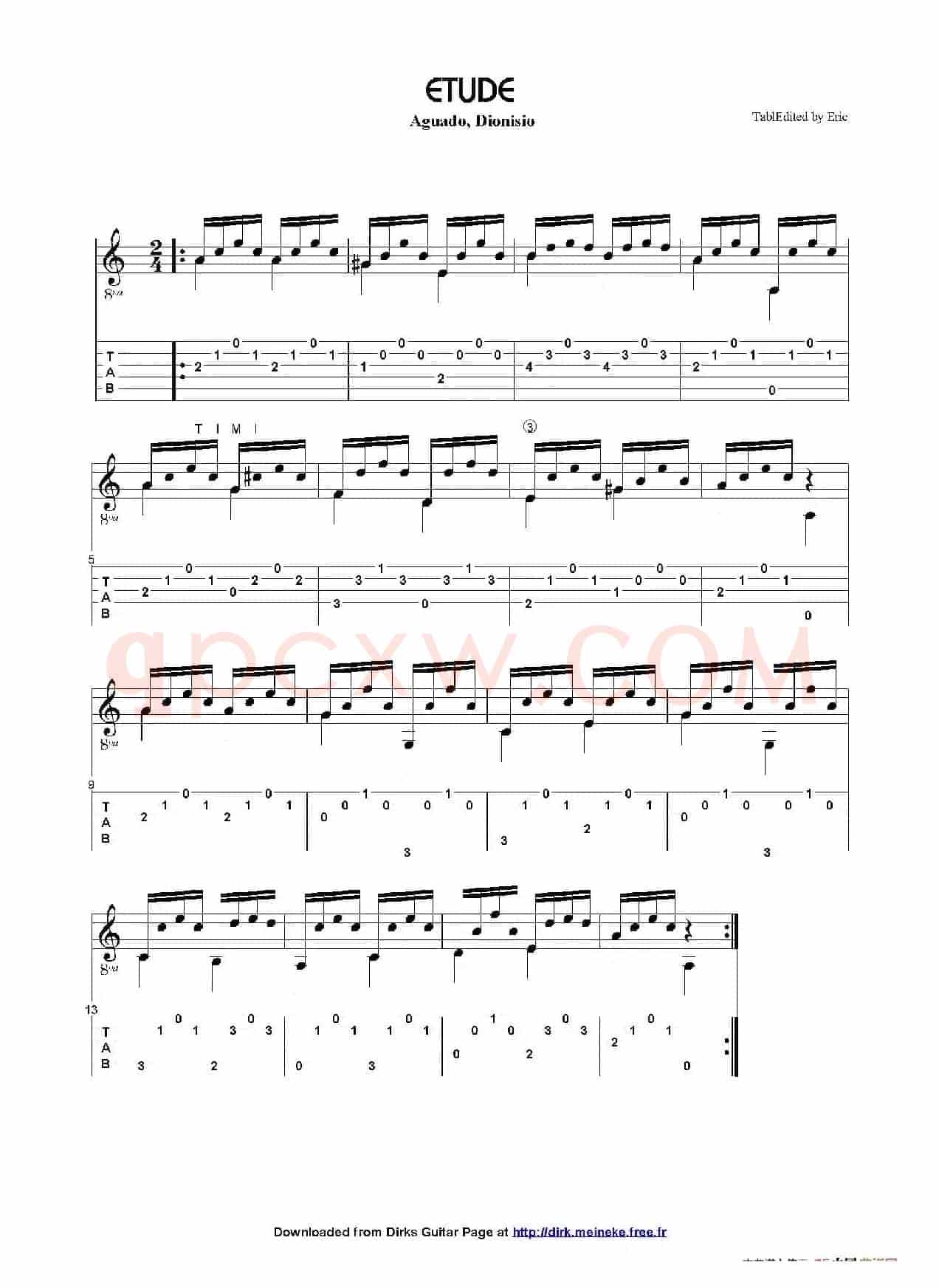 aguado etude（古典吉他）