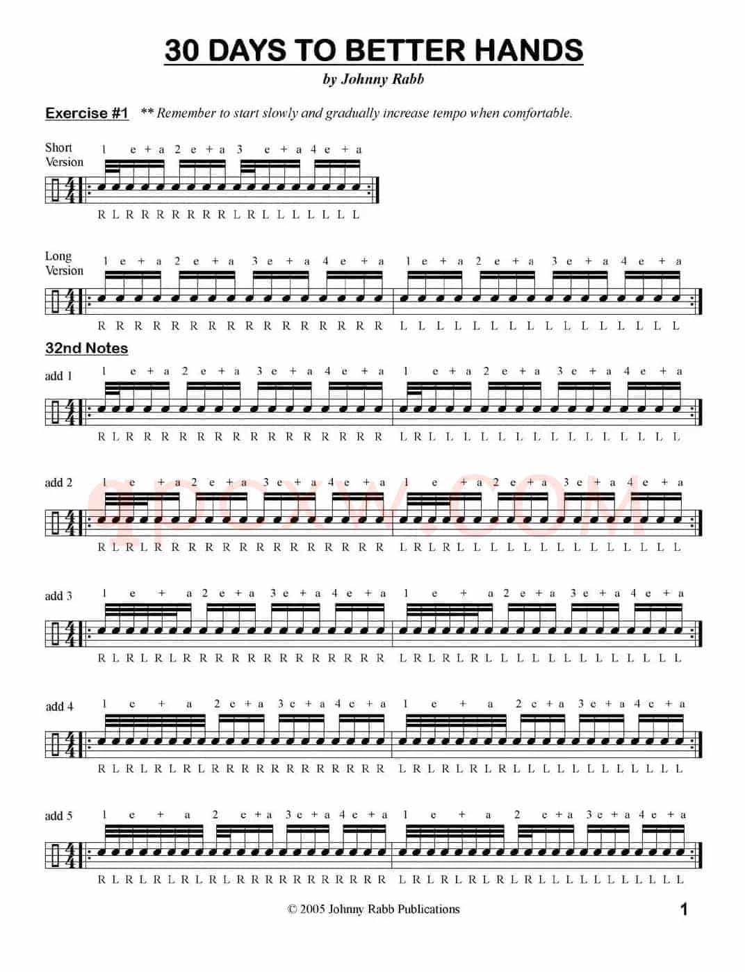 30 days to better hands（鼓手练习谱）