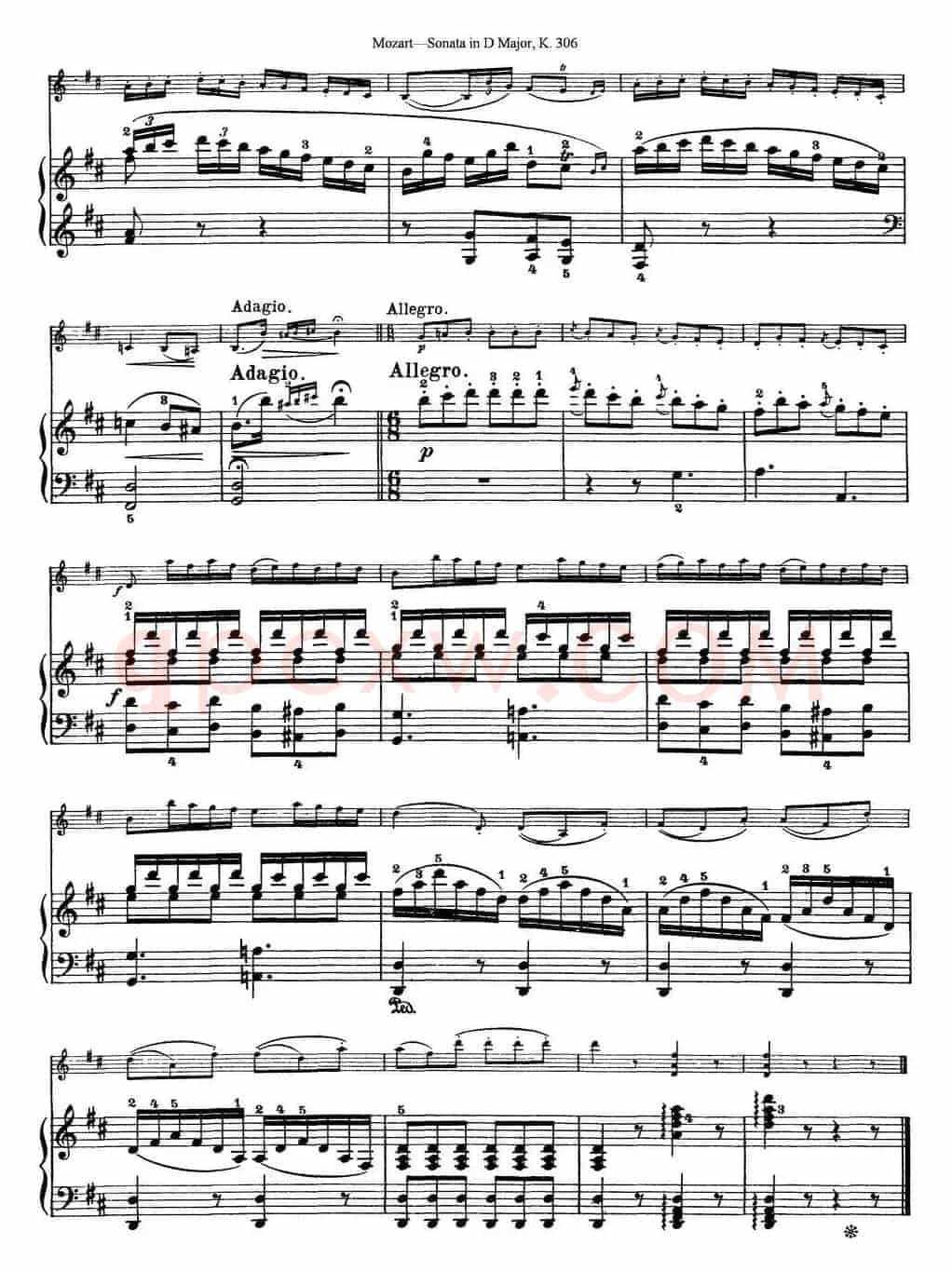Violin Sonata in D Major K.306（小提琴+钢琴伴奏）