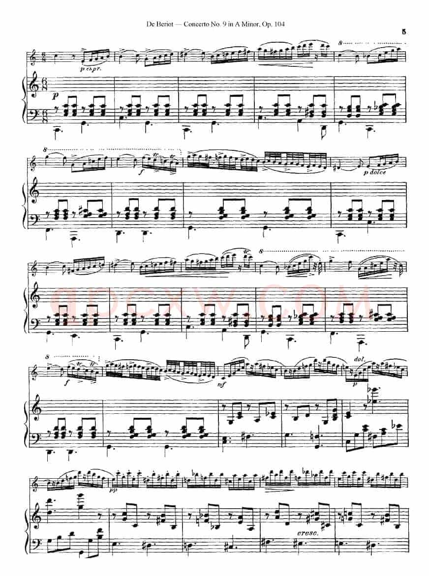 Beriot《Concerto No.9 in A Minor》Op.104（贝里奥《A小调第九小提琴协奏曲》Op.104、小提琴+钢琴伴奏）