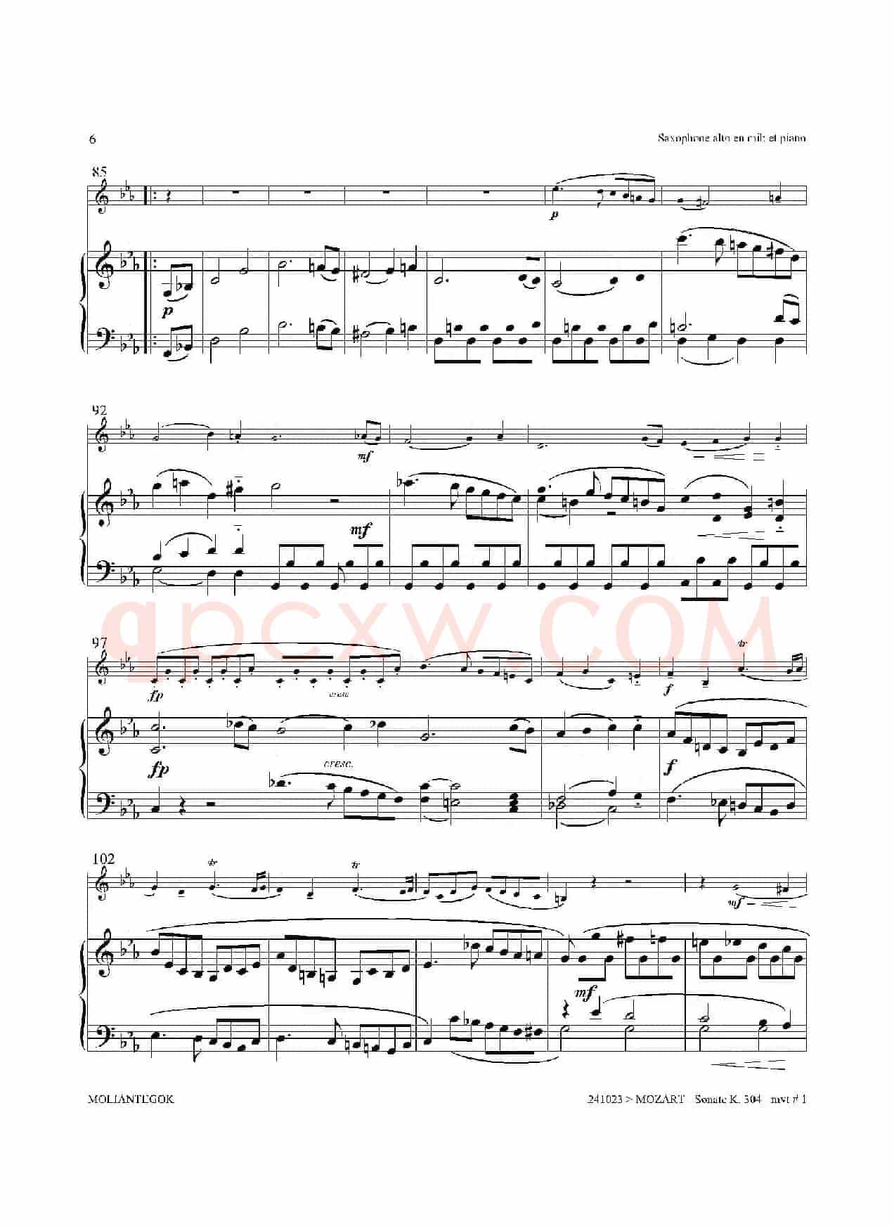 奏鸣曲 Op.304（中音萨克斯+钢琴伴奏）