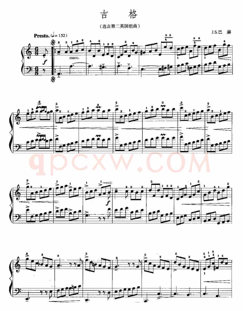 手风琴复调作品：吉格（选自第二英国组曲）