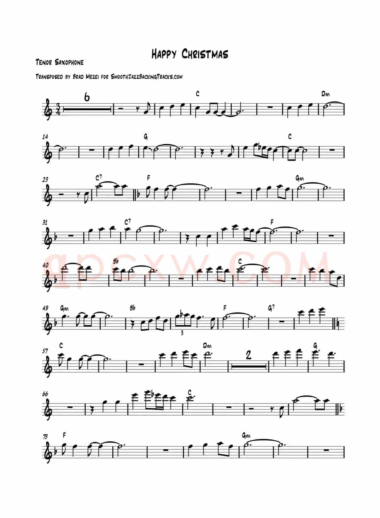 Happy Christmas（次中音萨克斯）