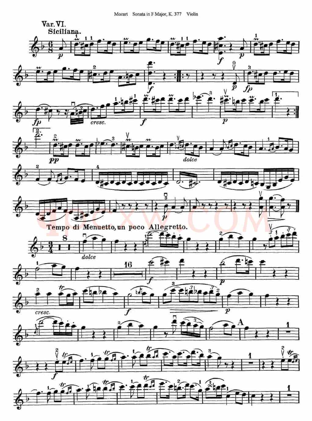 Violin Sonata in F Major K.377
