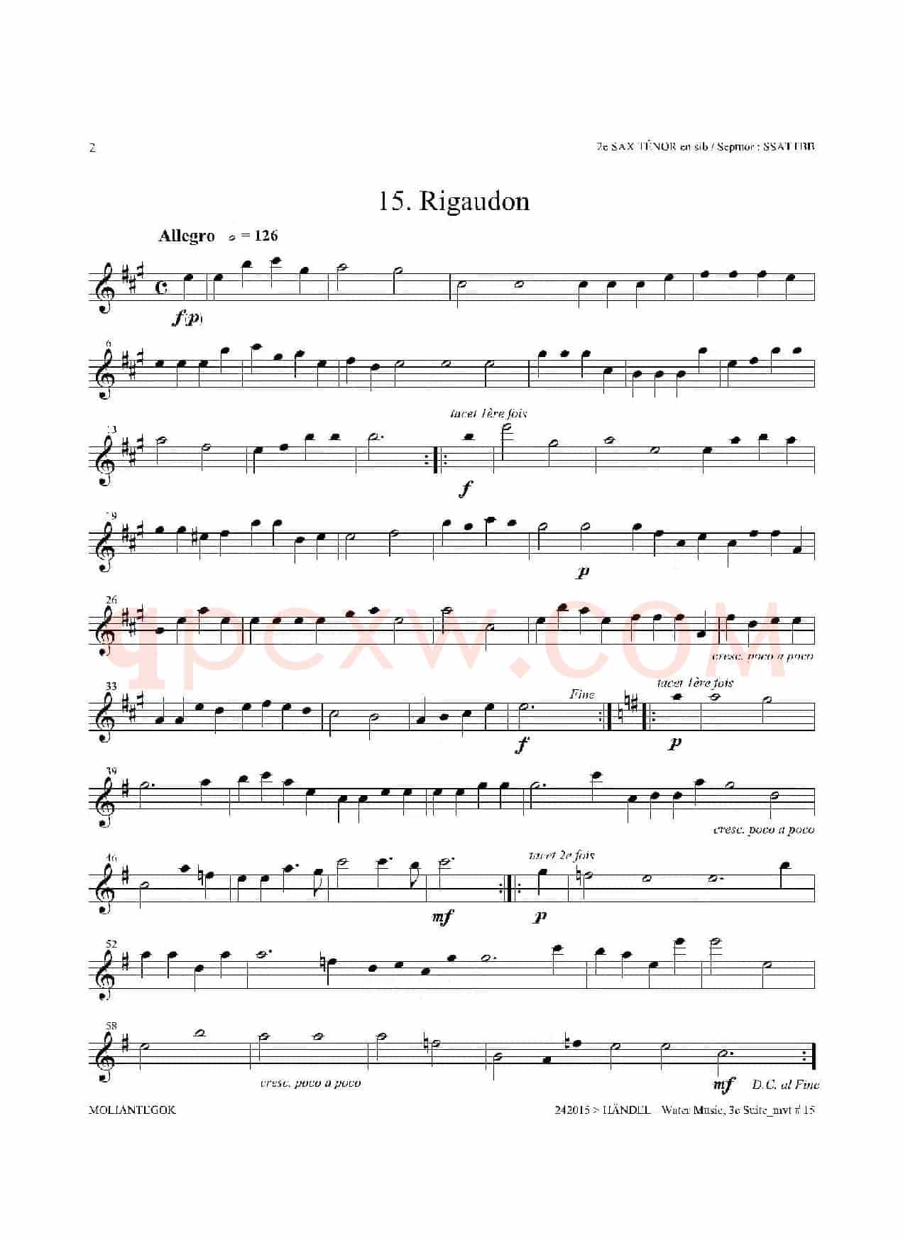 Water Music（HWV.350 No.3）（第二次中音萨克斯）