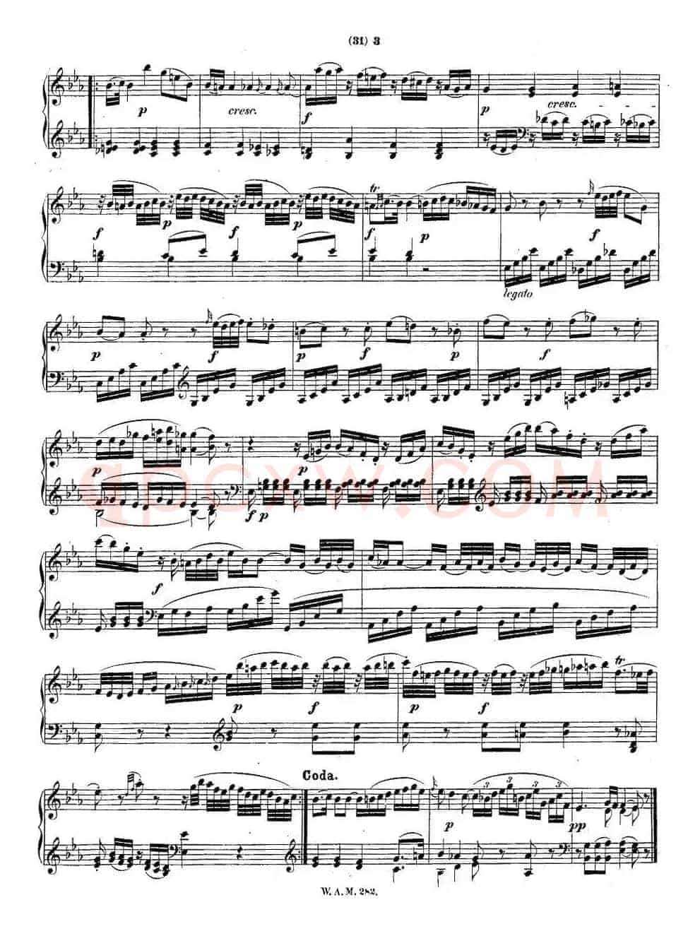 降E大调第四钢琴奏鸣曲 KV.282