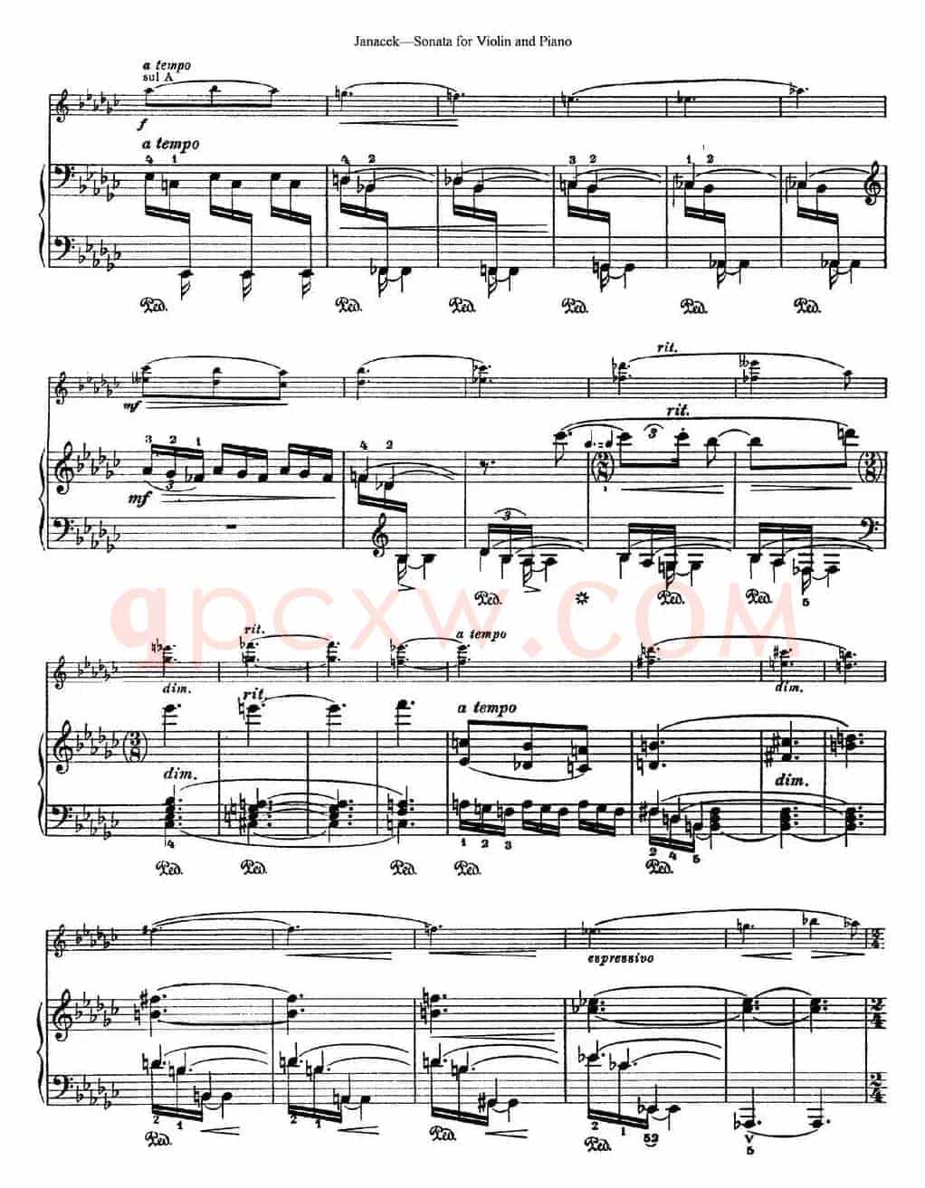 Janacek Sonata for Violin（小提琴+钢琴伴奏）