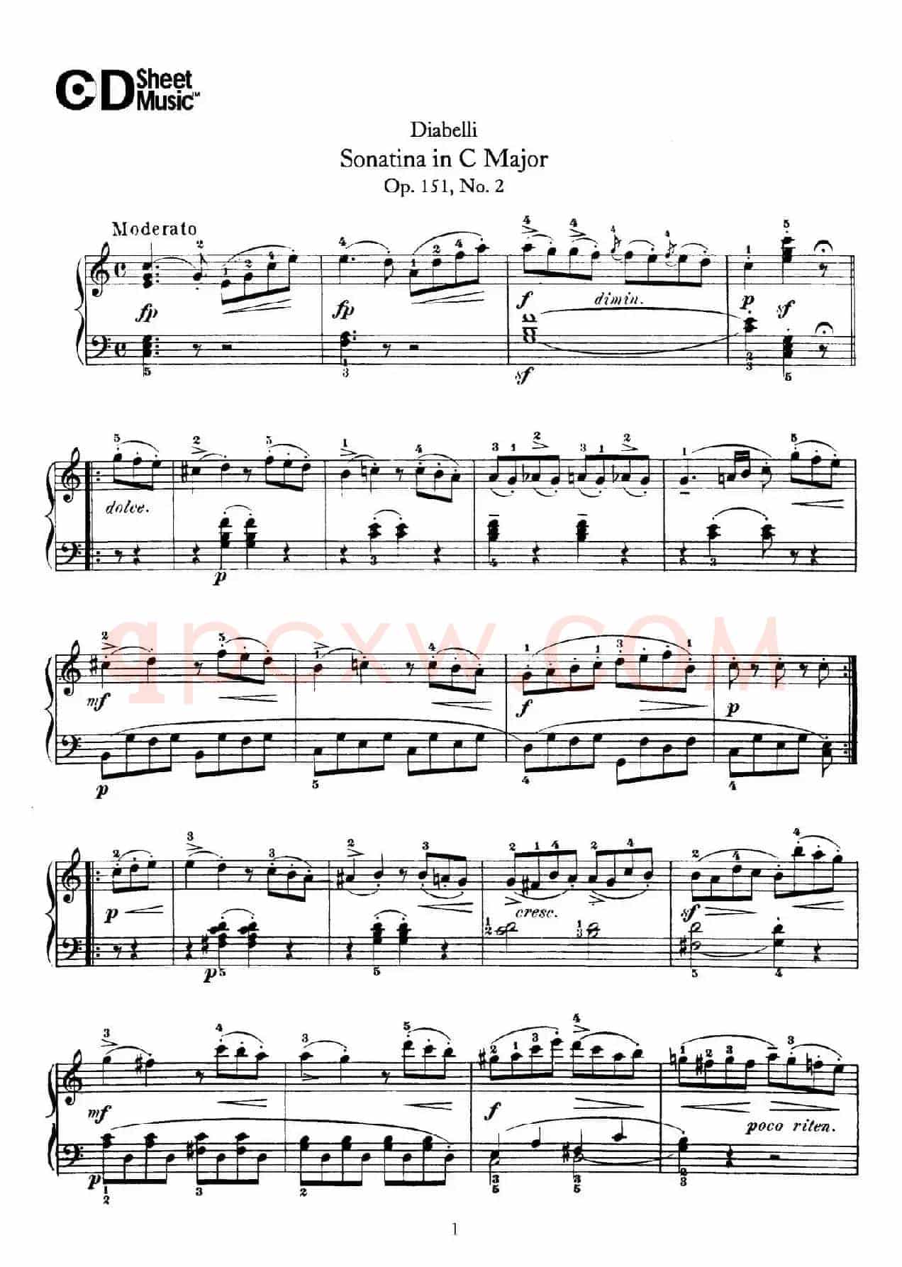 4 Piano Sonatinas（4首钢琴小奏鸣曲）（Op.151 No.2）