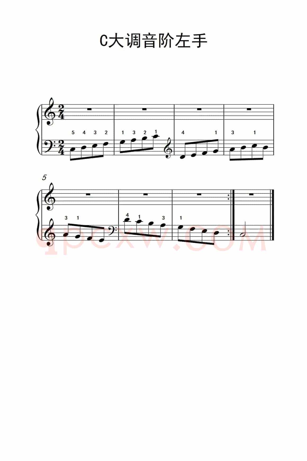 第一级 1.C大调音阶左手（中央音乐学院 钢琴（业余）考级教程 1-3级）