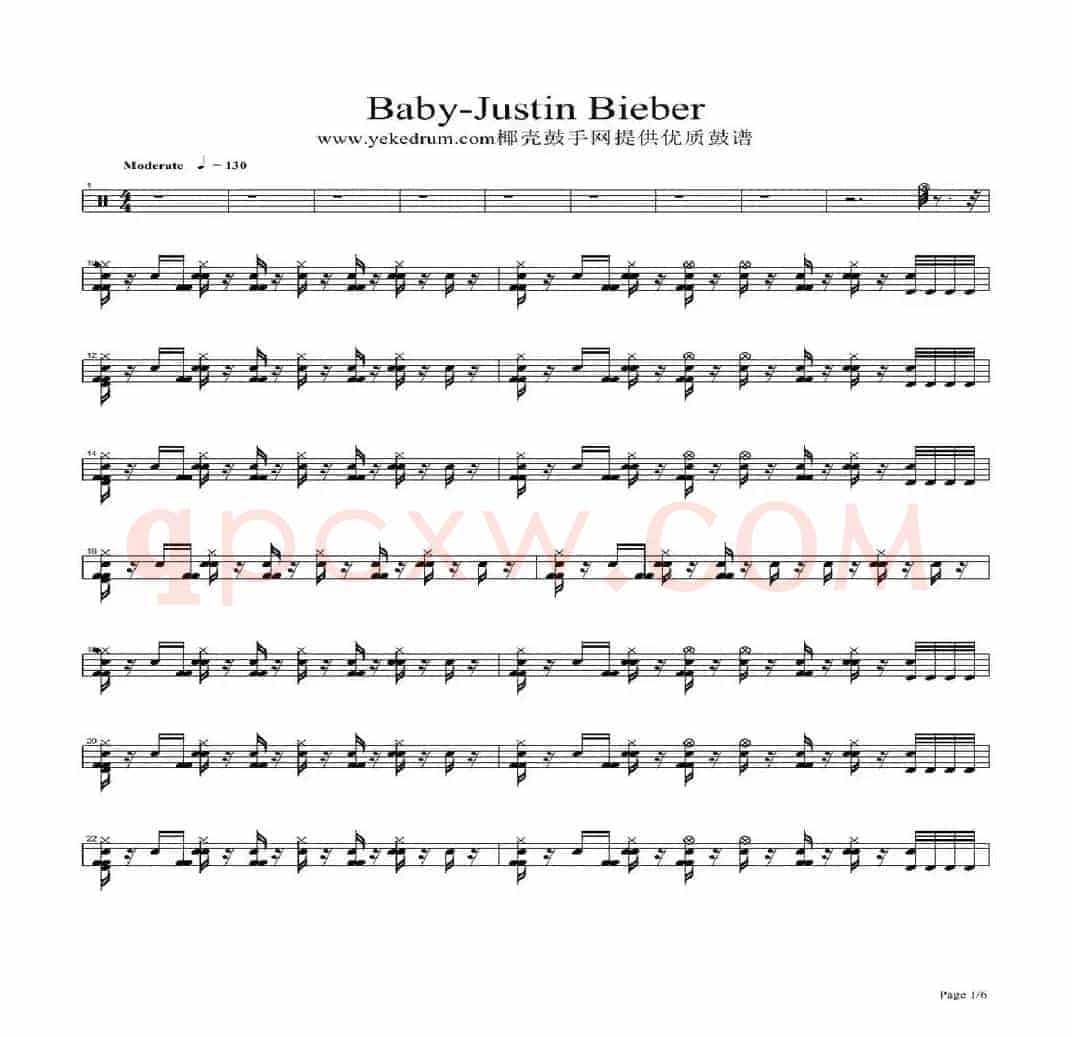 baby（架子鼓谱）
