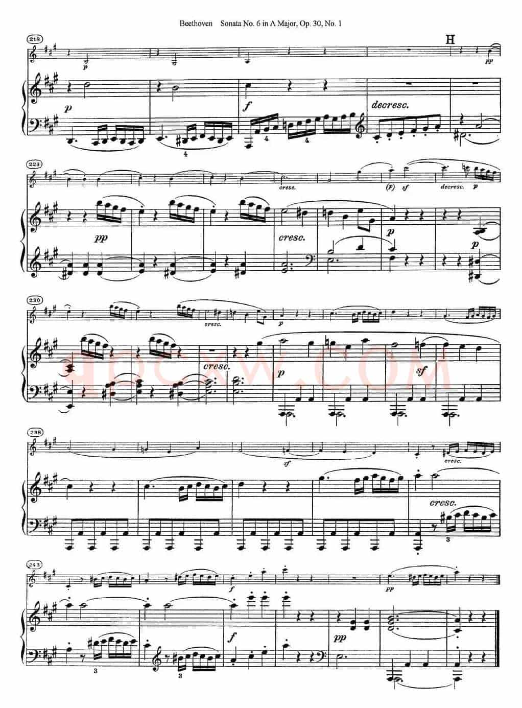 Violin Sonata No.6 in A Major Op.30 No.1（小提琴+钢琴伴奏）