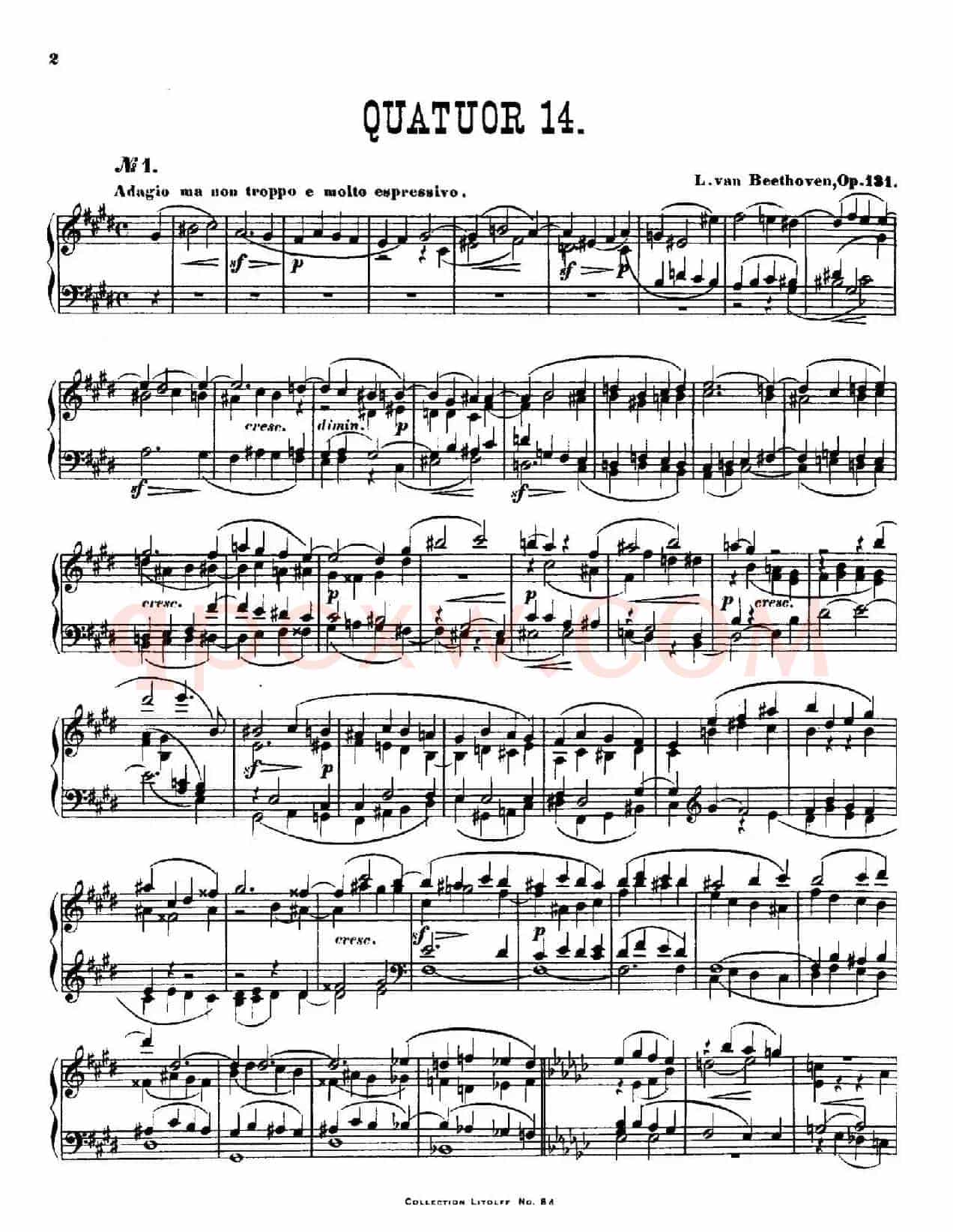 Quartet No.14(升c小调第十四弦乐四重奏钢琴版)