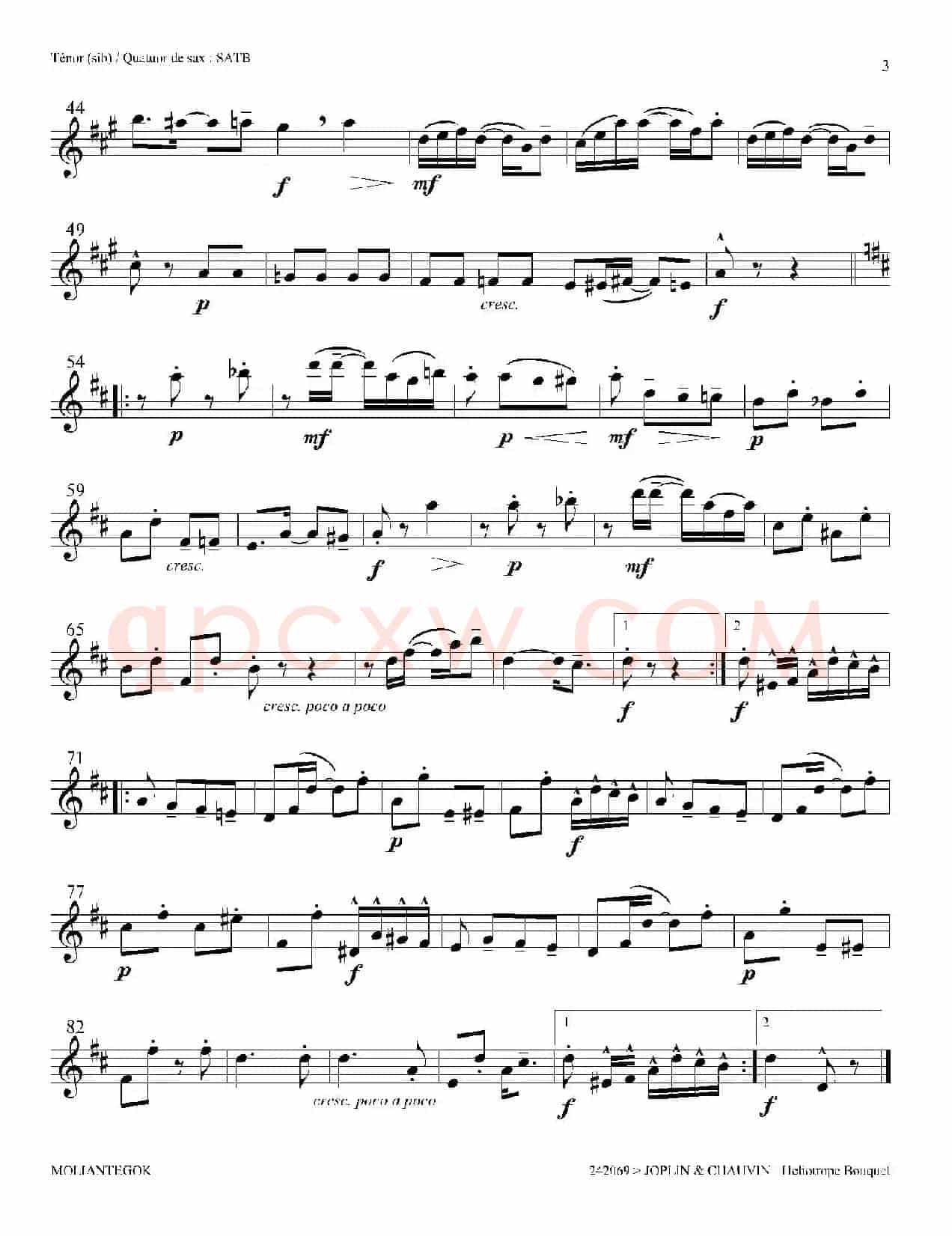 Heliotrope Bouquet（四重奏高音萨克斯分谱）