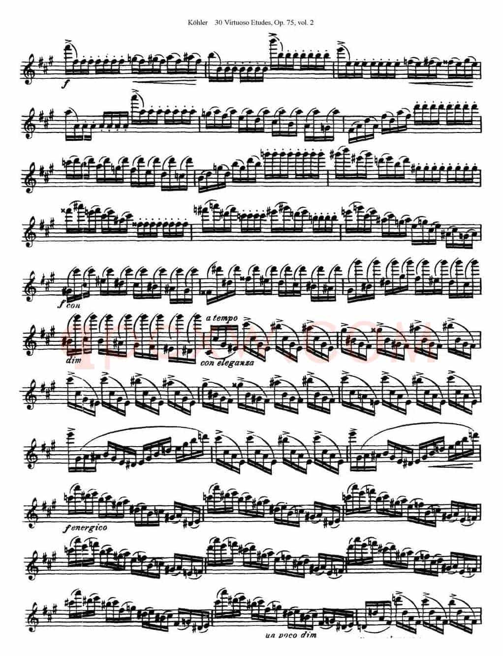 柯勒30首高级长笛练习曲作品75号（NO.16）
