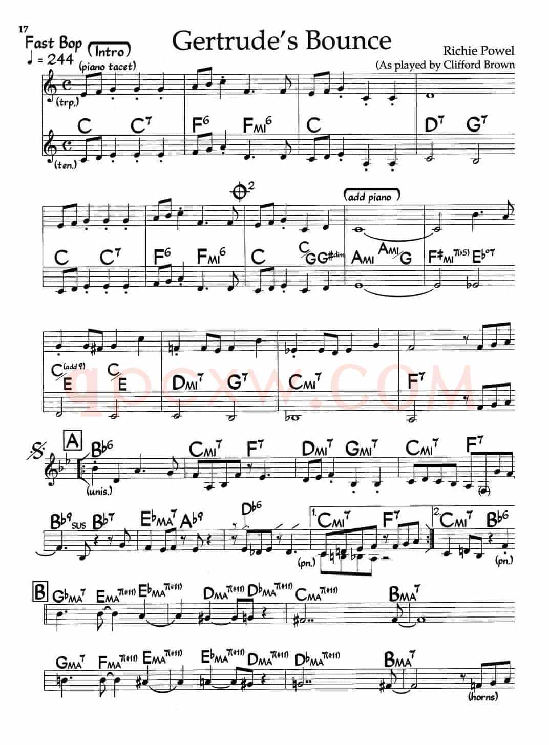 Gertrude's Bounce（爵士钢琴曲）