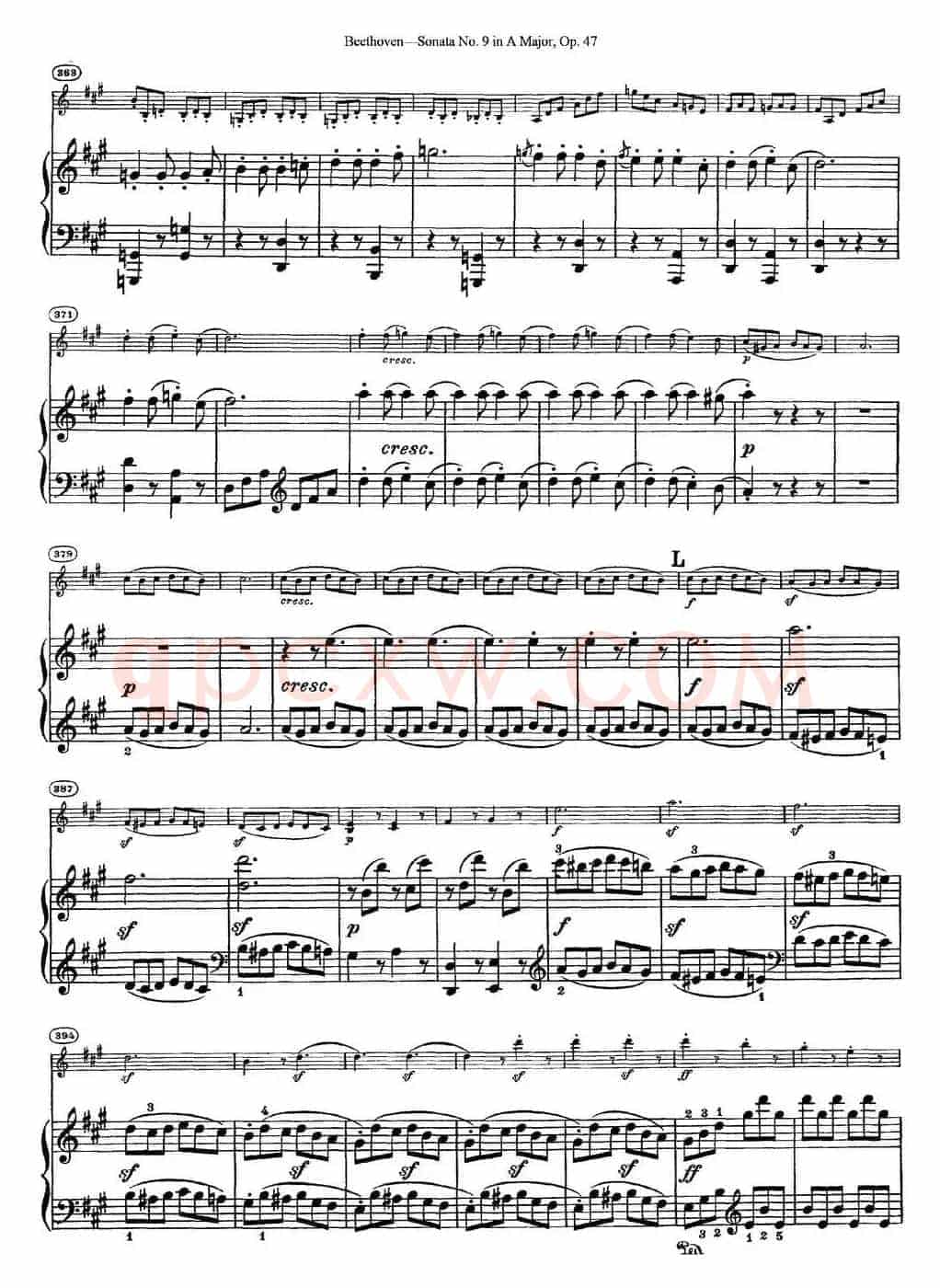 Violin Sonata No.9 in A Major Op.47（小提琴+钢琴伴奏）