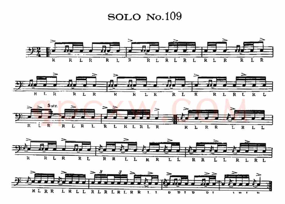 美国军鼓 SOLO No.106-110（爵士鼓谱）