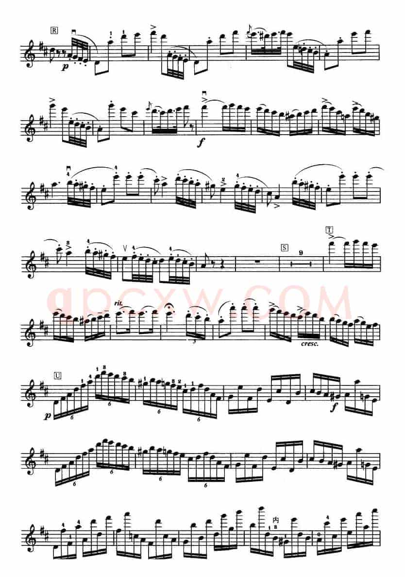 D大调小提琴协奏曲（二胡移植五线谱）
