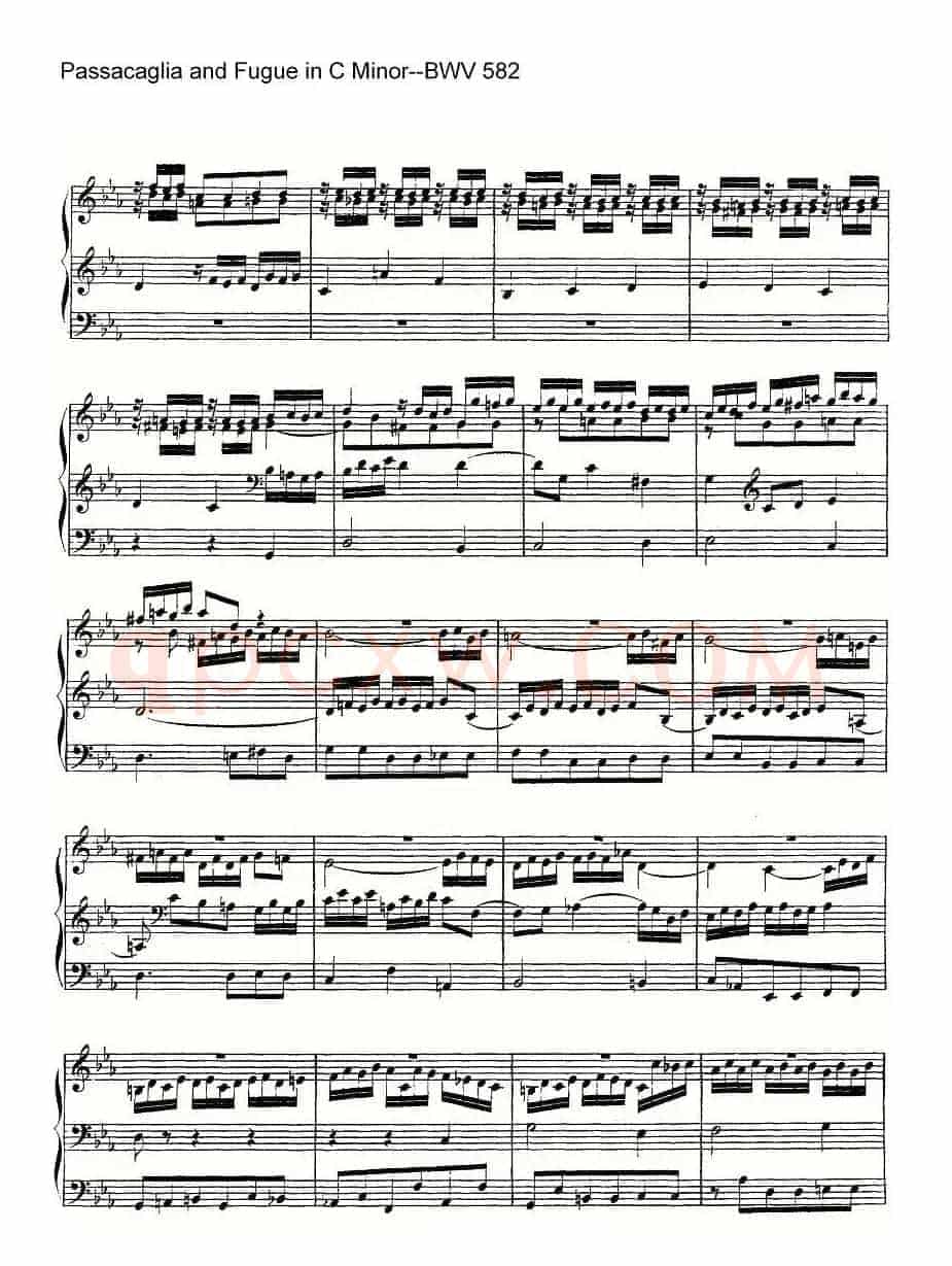 Passacaglia and Fugue in C Minor--BWV 582(管风琴谱)